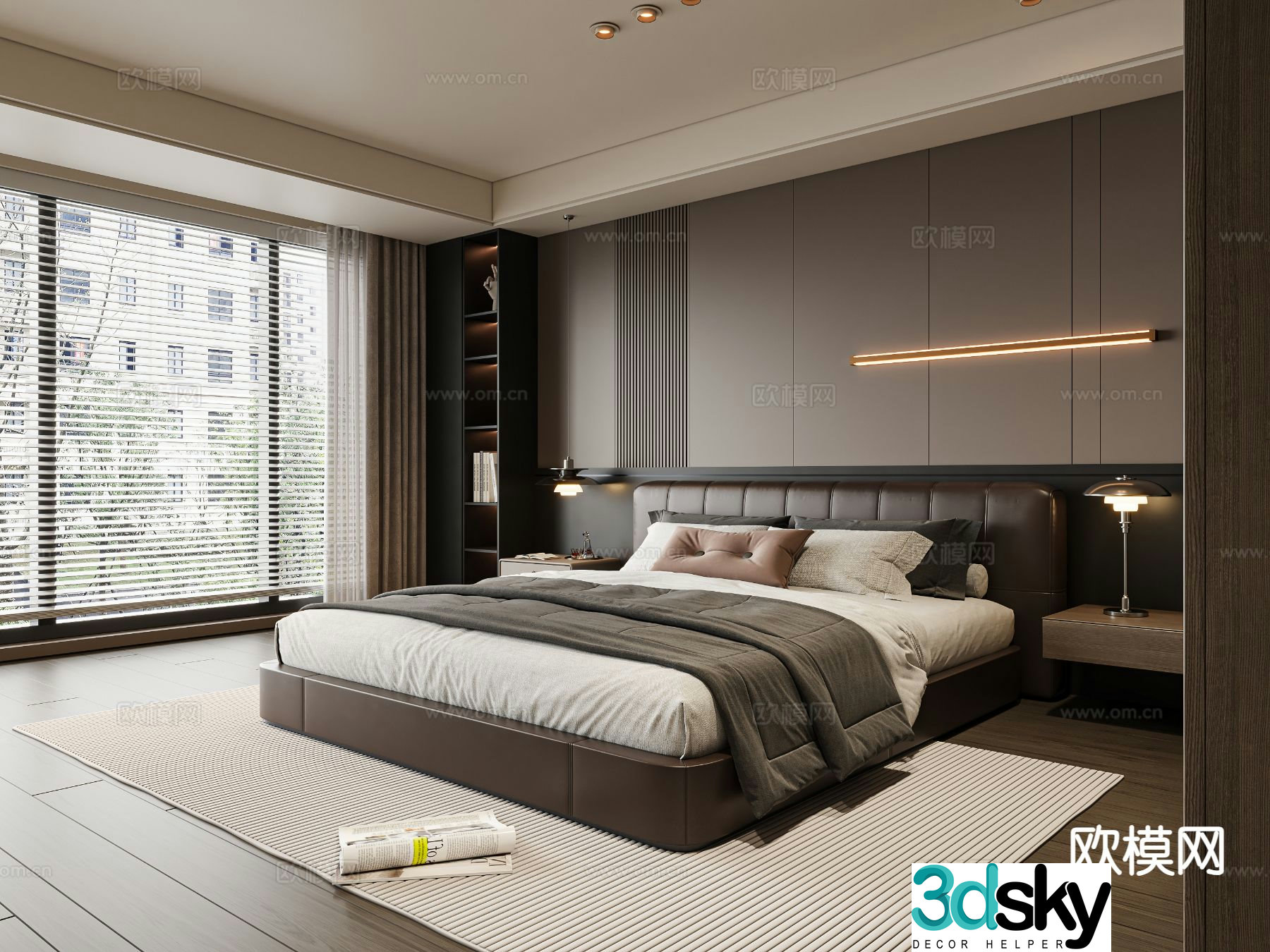 Italian double bed 3d model