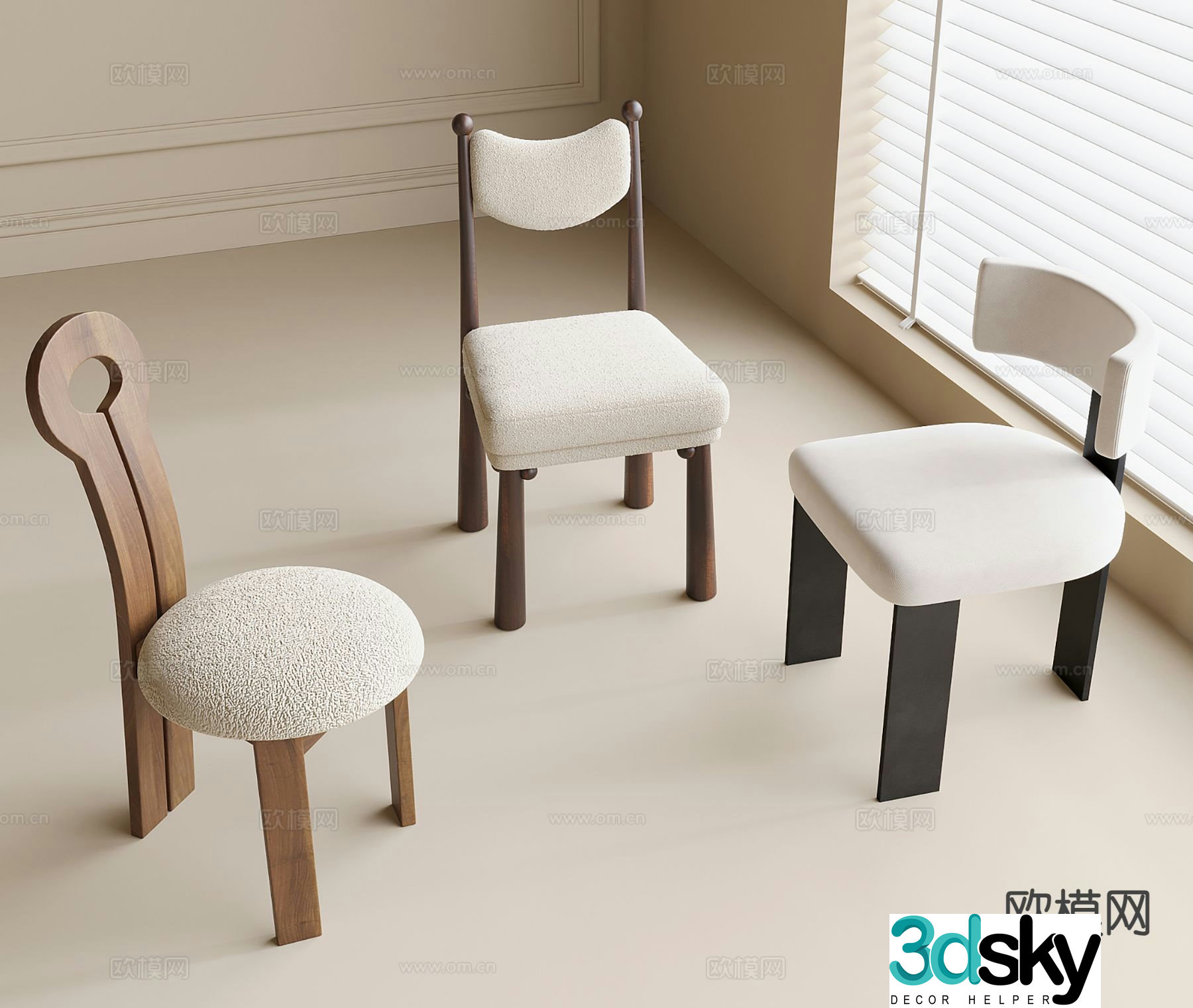Modern chair dining chair 3d model