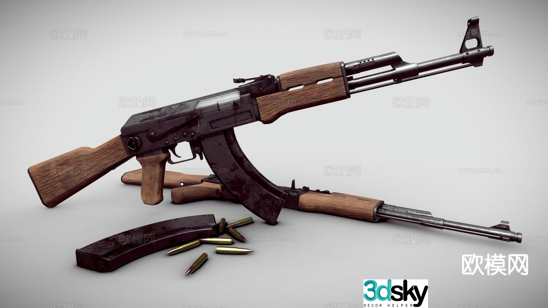 AK-47 rifle gun 3d model