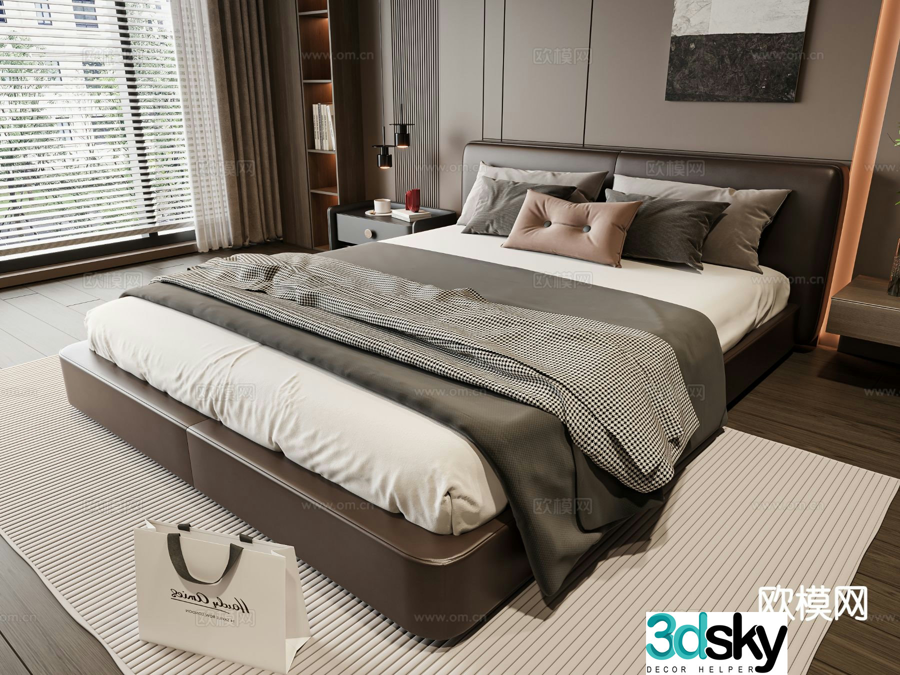 Modern double bed 3d model