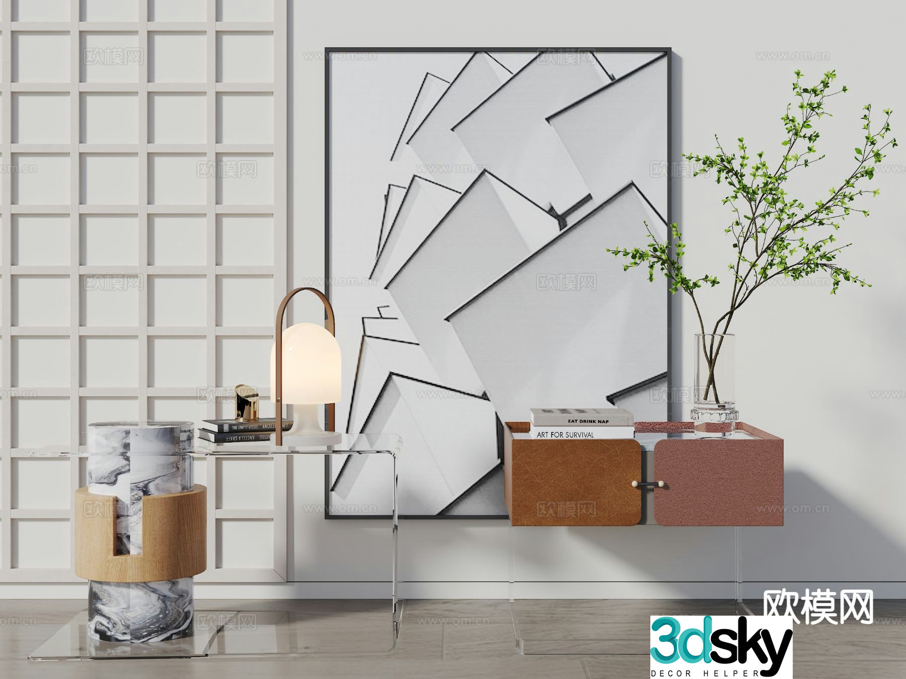 Acrylic bedside table 3d model