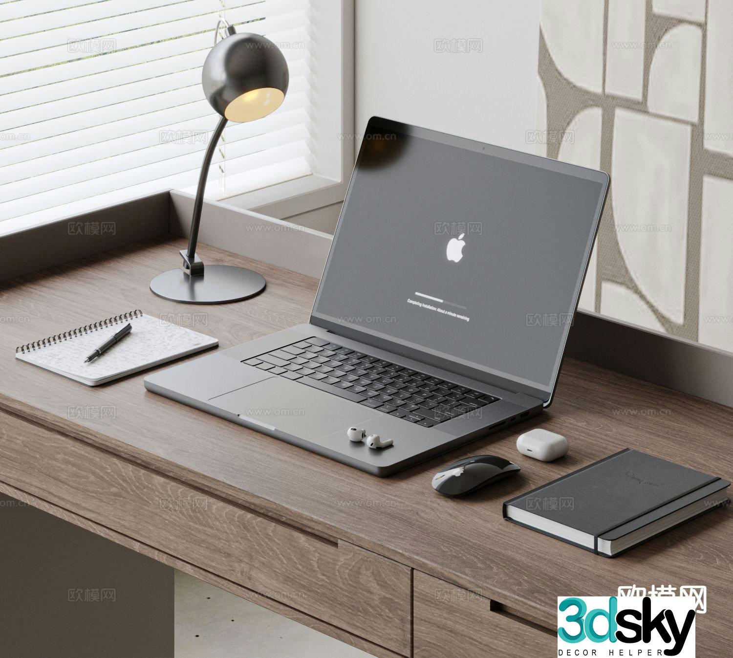 Apple laptop office supplies 3d model