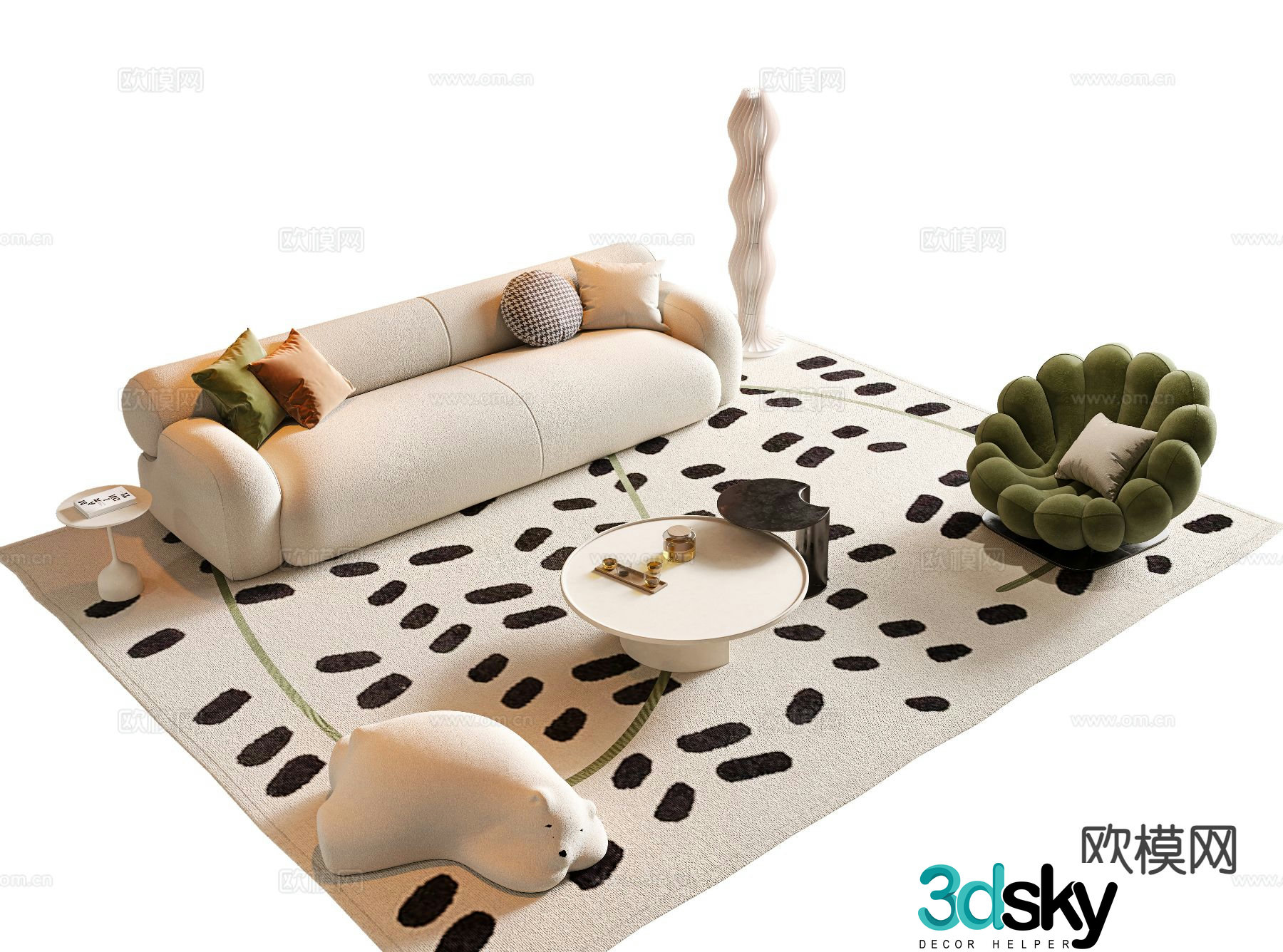 Cream style sofa modular sofa 3d model