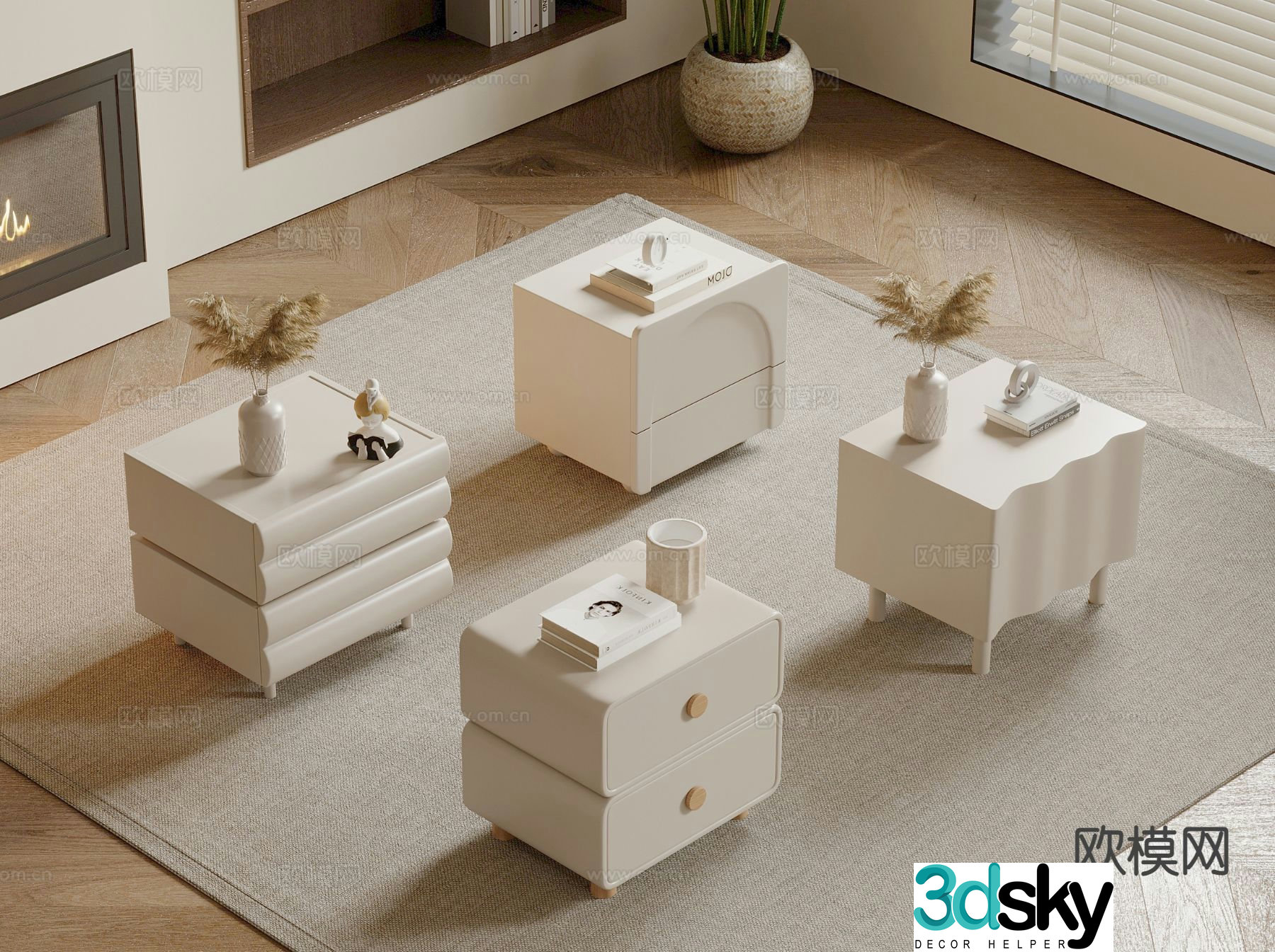 Modern bedside table 3d model