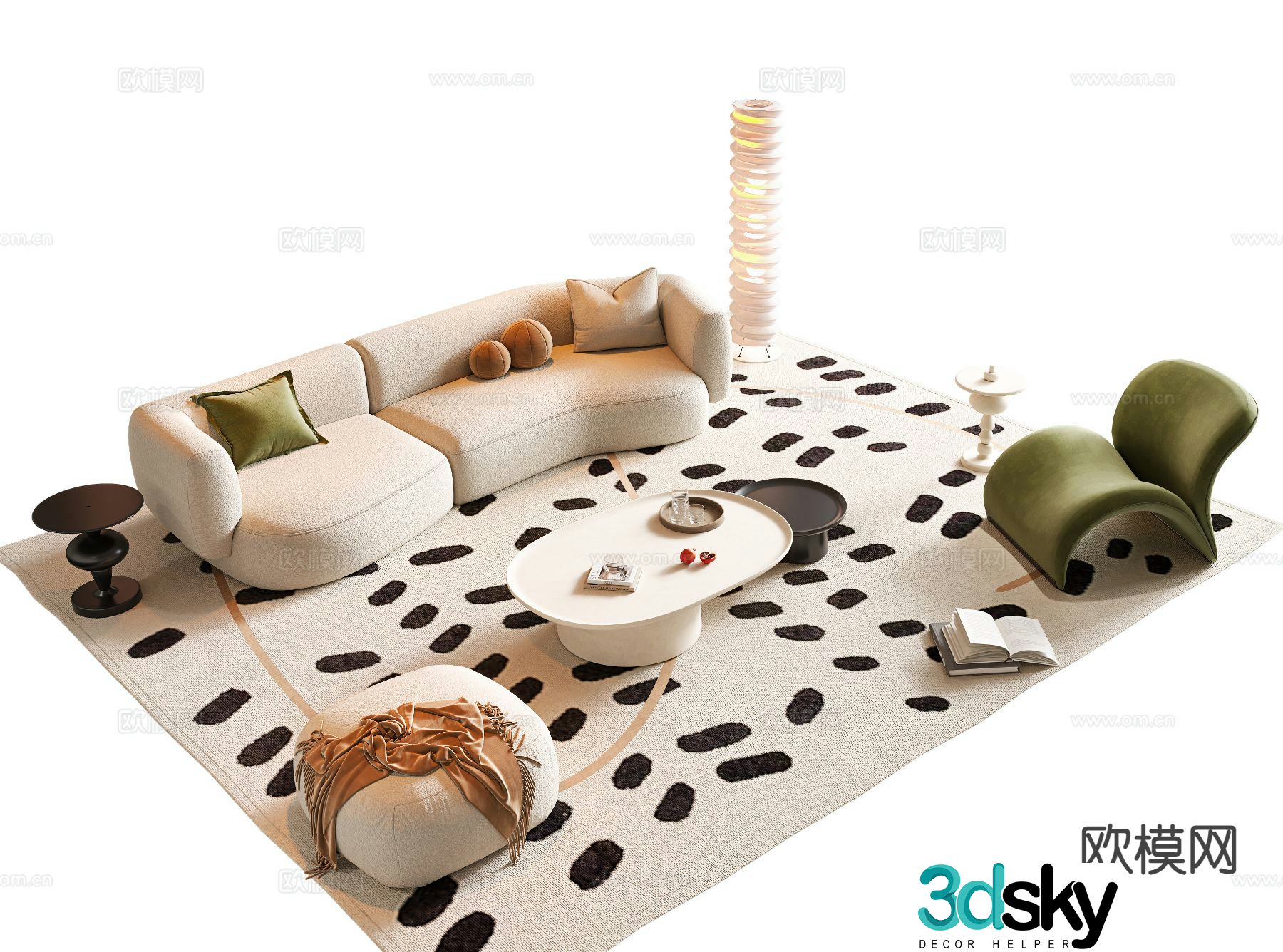 Cream style sofa modular sofa 3d model