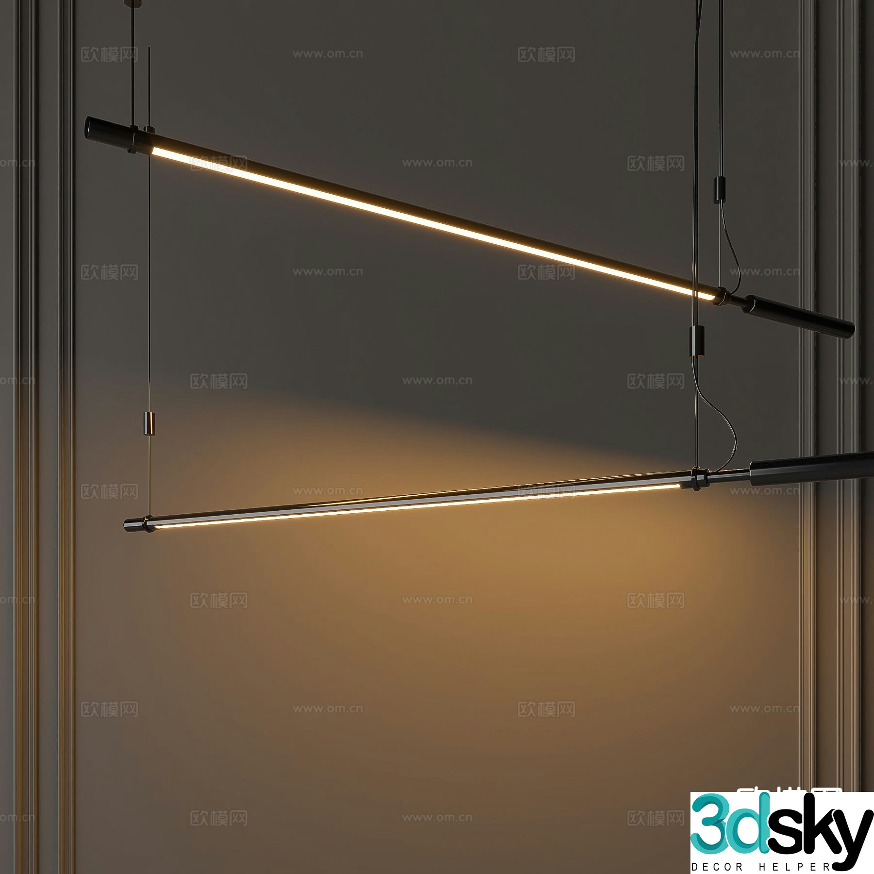 Long chandelier minimalist chandelier 3d model