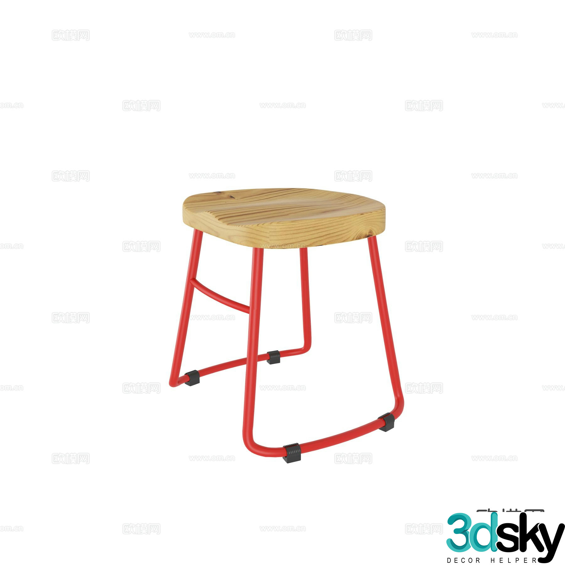 Log style small stool 3d model