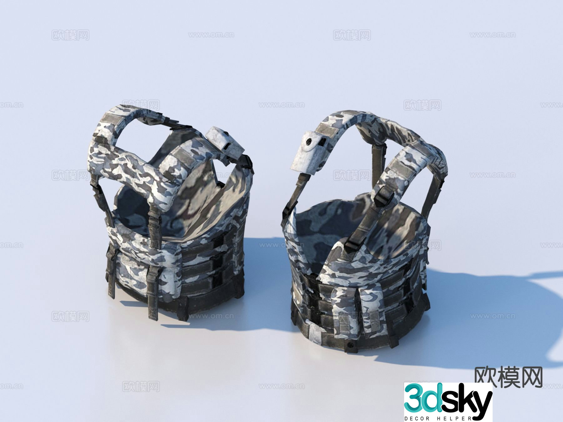 Military body armor bulletproof vest 3d model