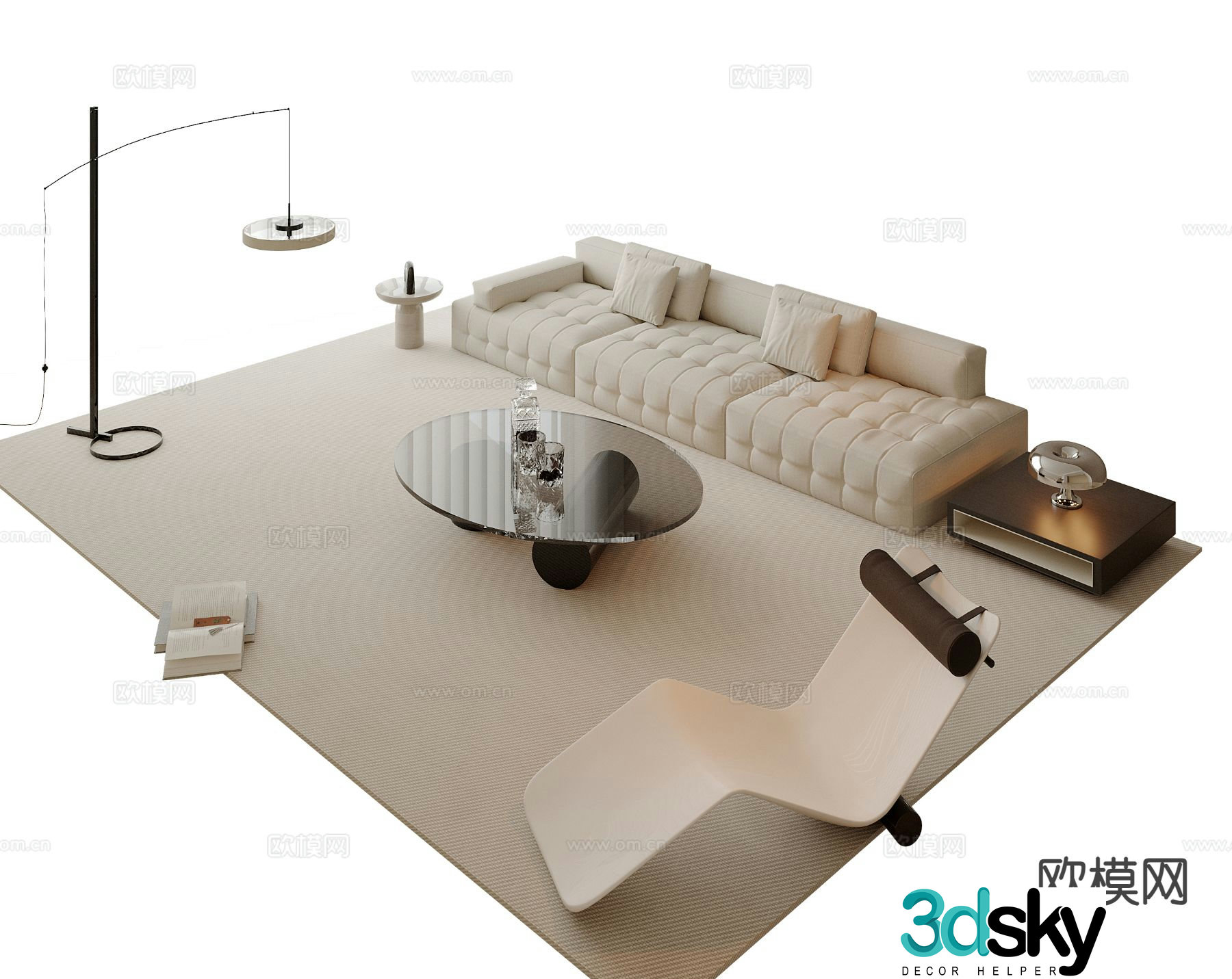 Cream style modular sofa 3d model