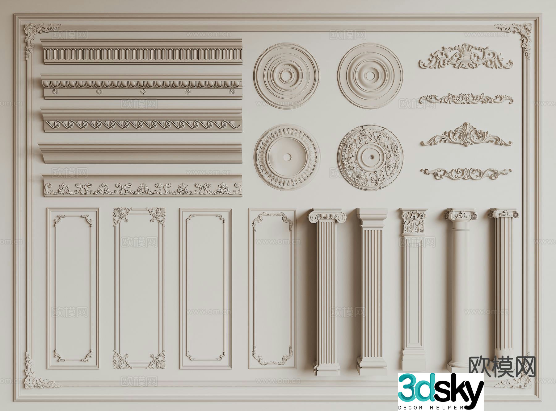 French lines gypsum lines carved lines 3d model