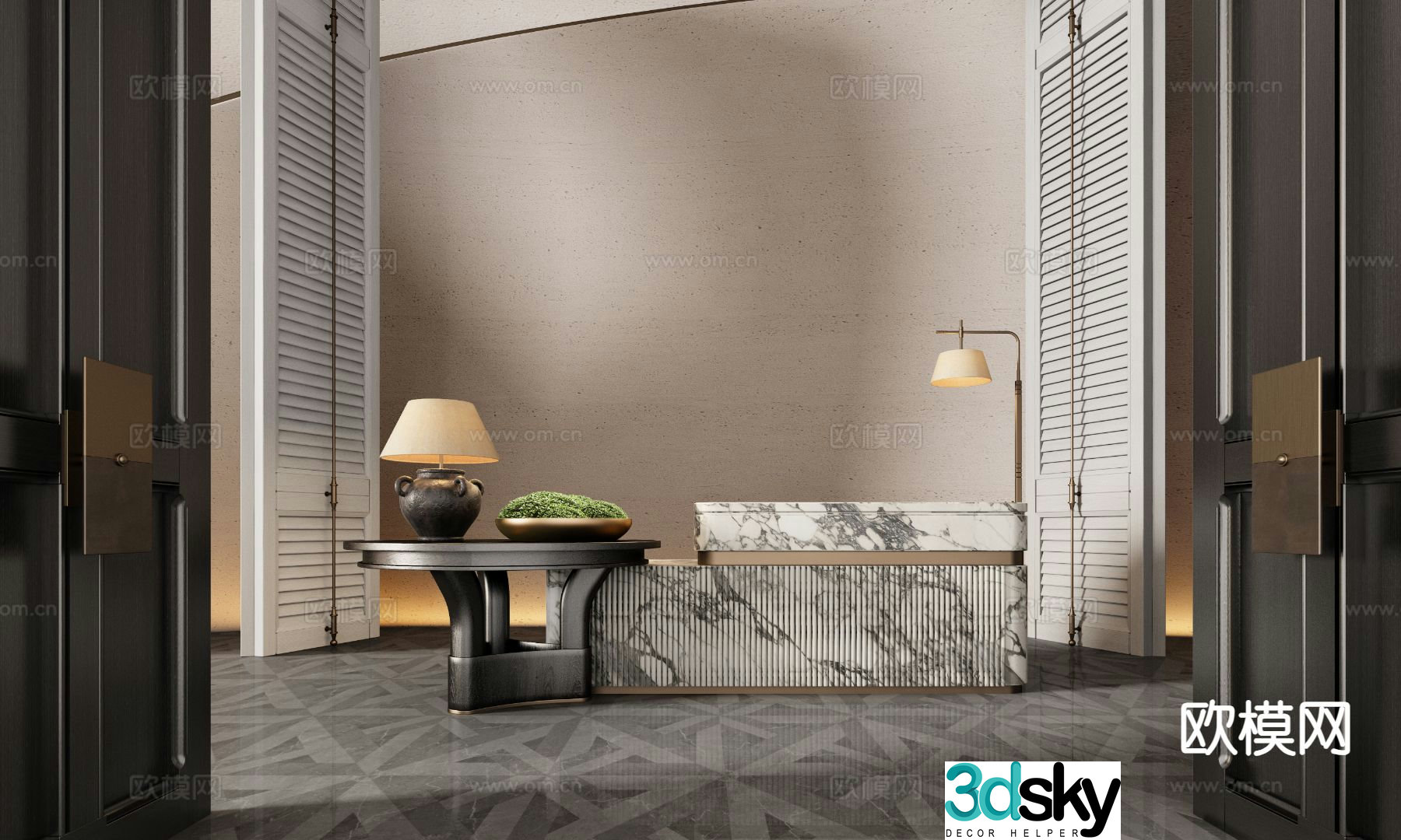 Hotel front desk reception desk service desk 3d model