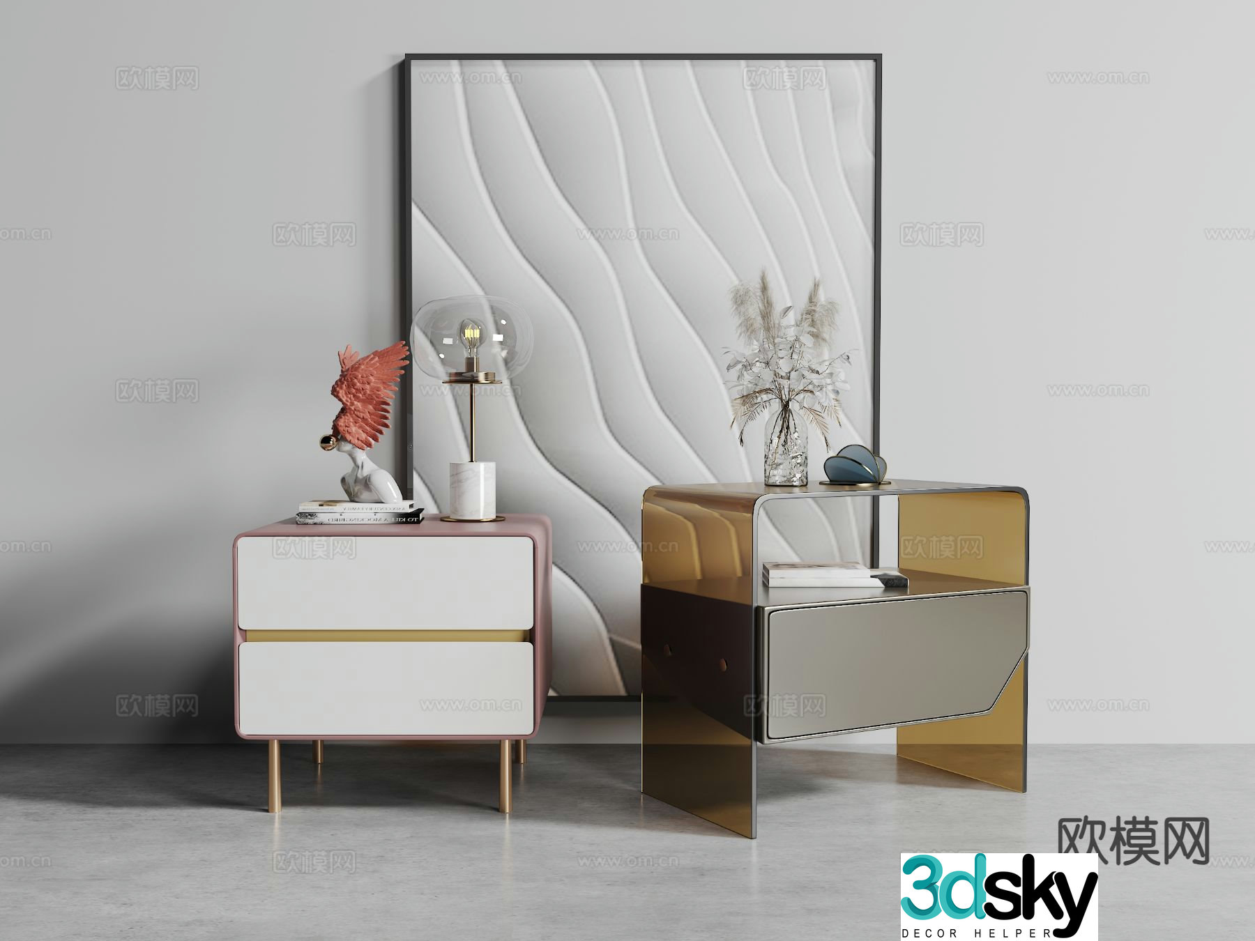 Modern bedside table 3d model