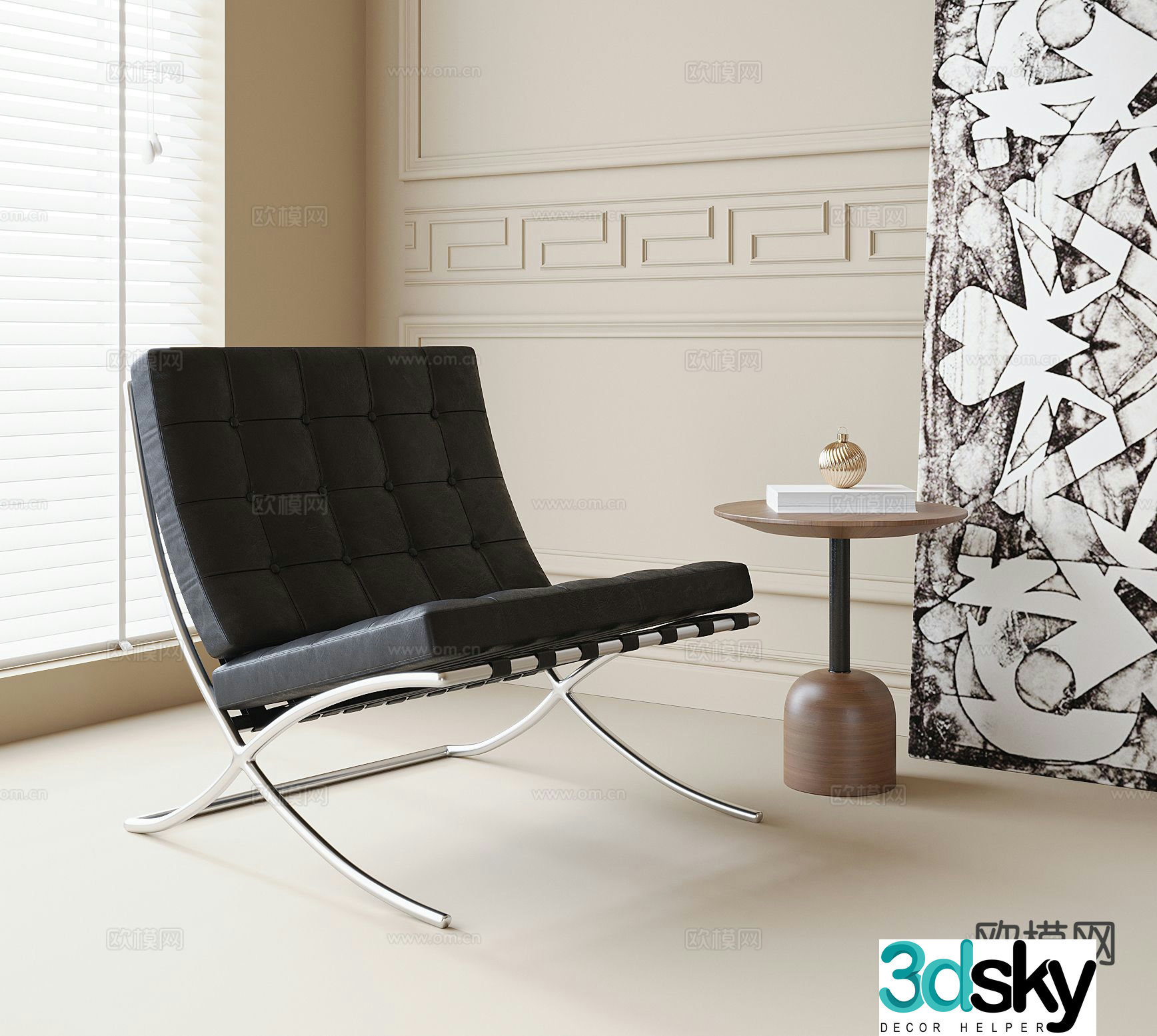 barcelona chair chair lounge chair 3d model