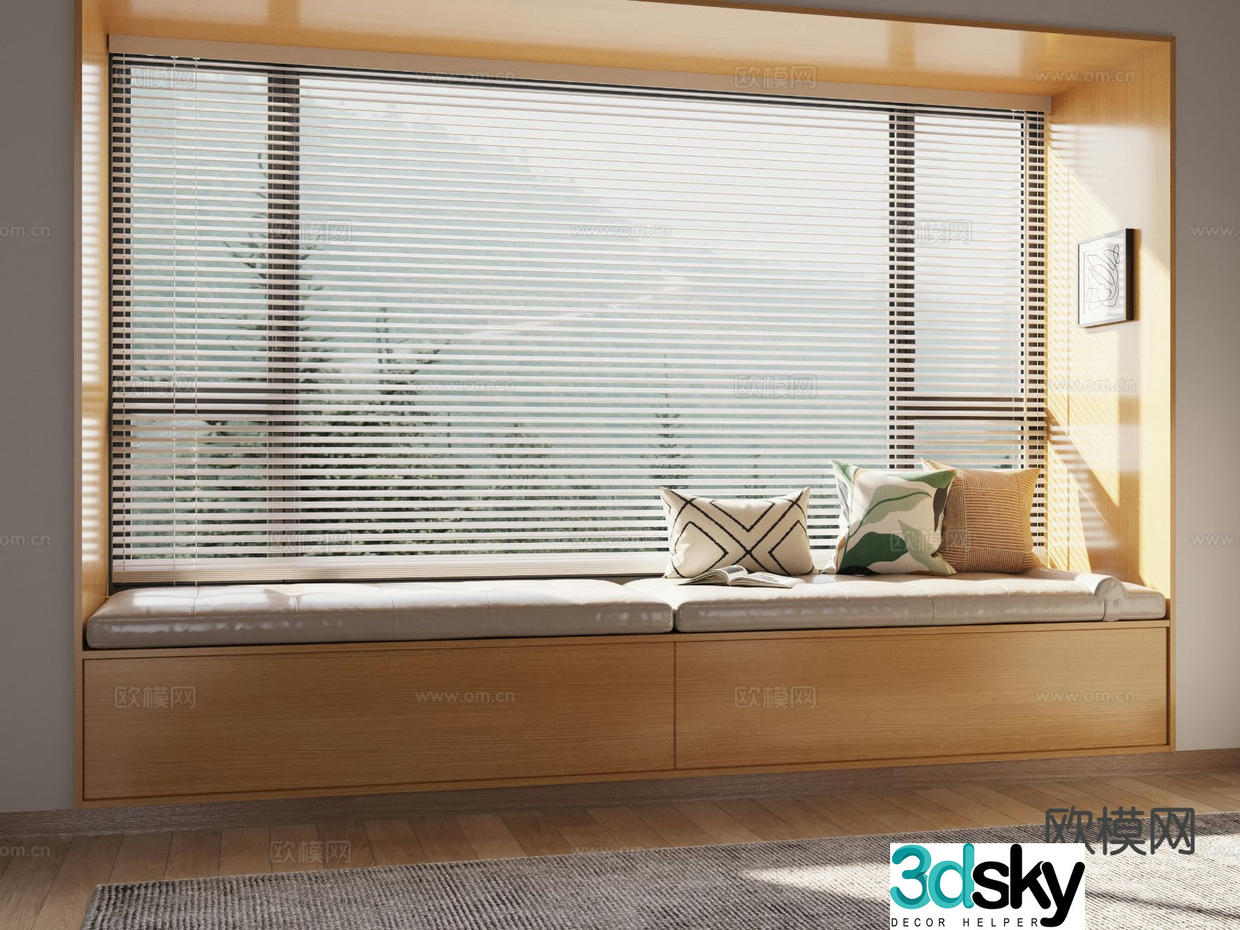 Bedroom bay window bay window cushion sofa cushion pillow 3d model
