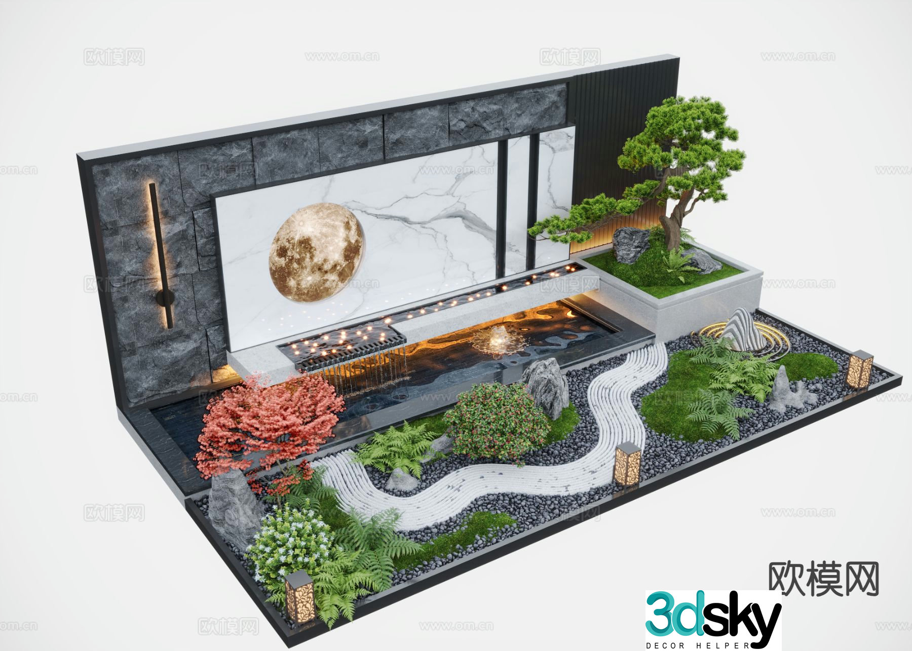 New Chinese style water feature wall water feature fountain 3D model