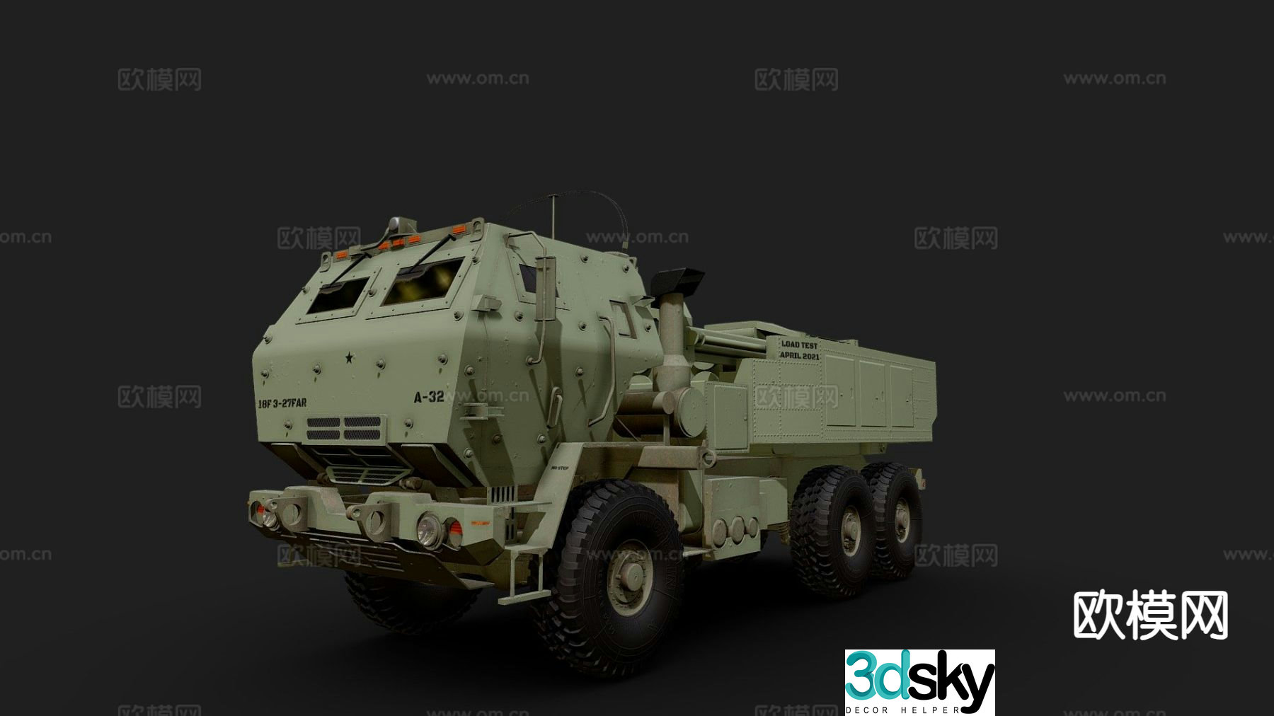 High mobility rocket launcher vehicle military vehicle 3d model