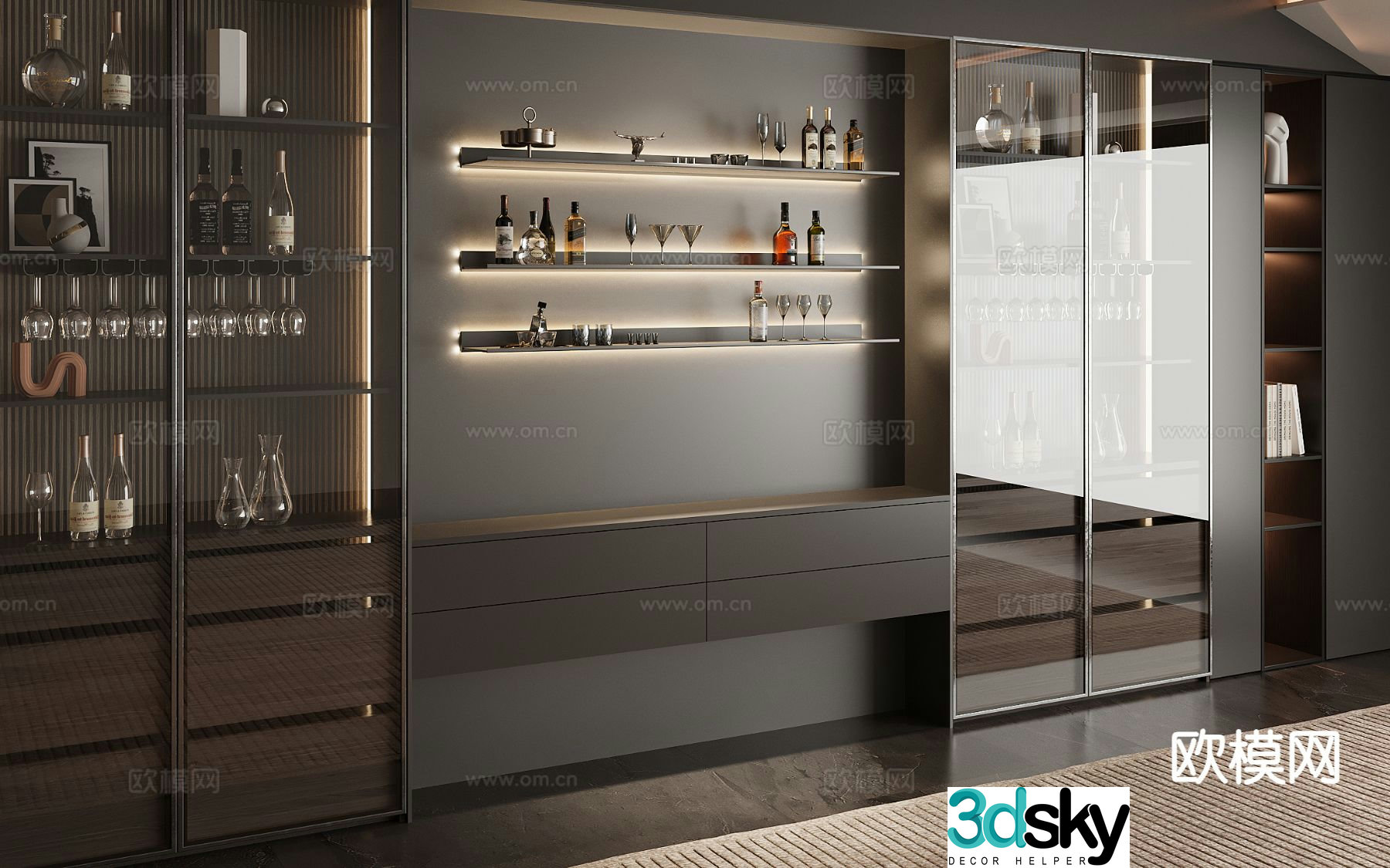 Italian wine cabinet 3D model