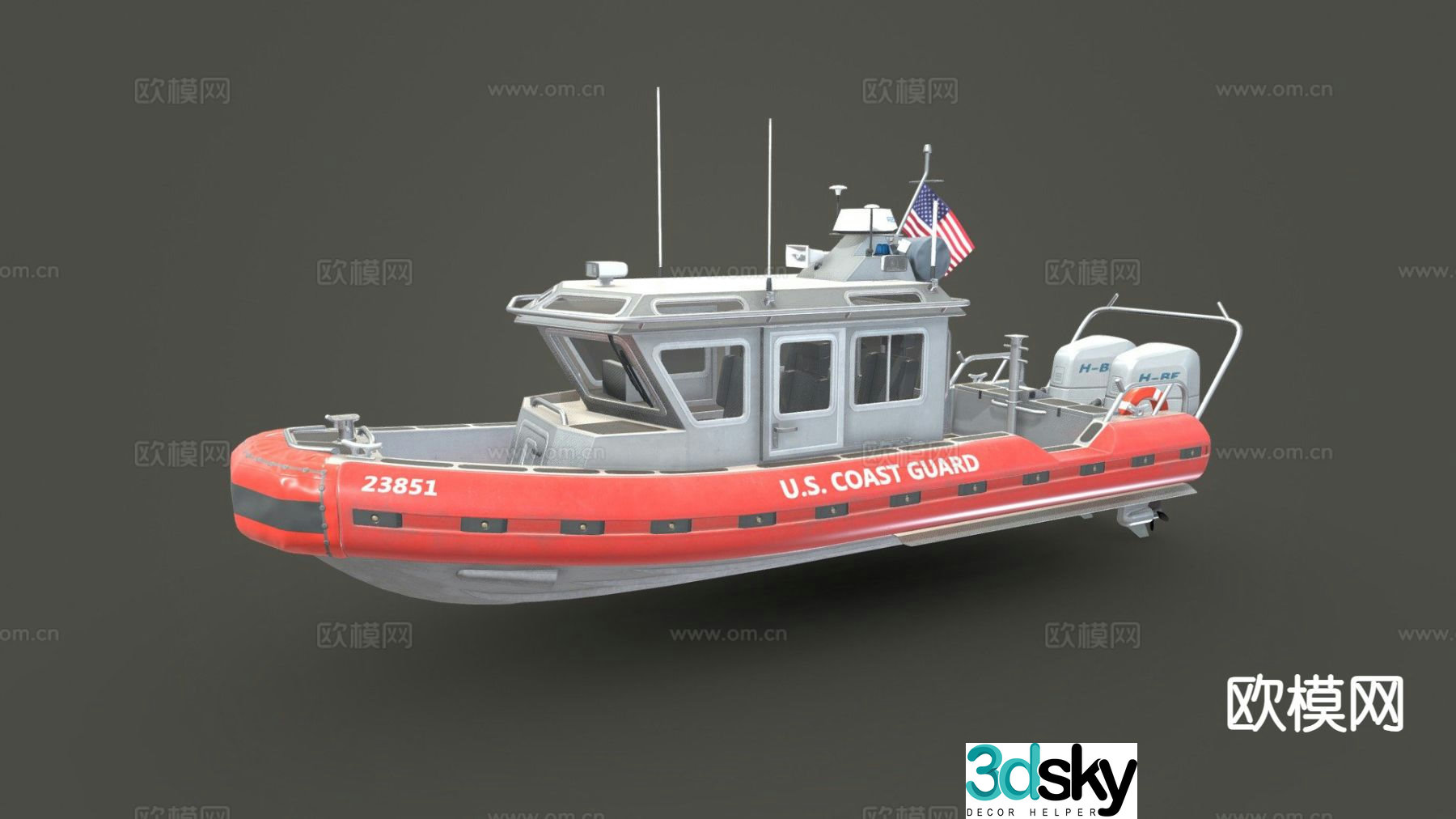 Modern rescue boat 3d model