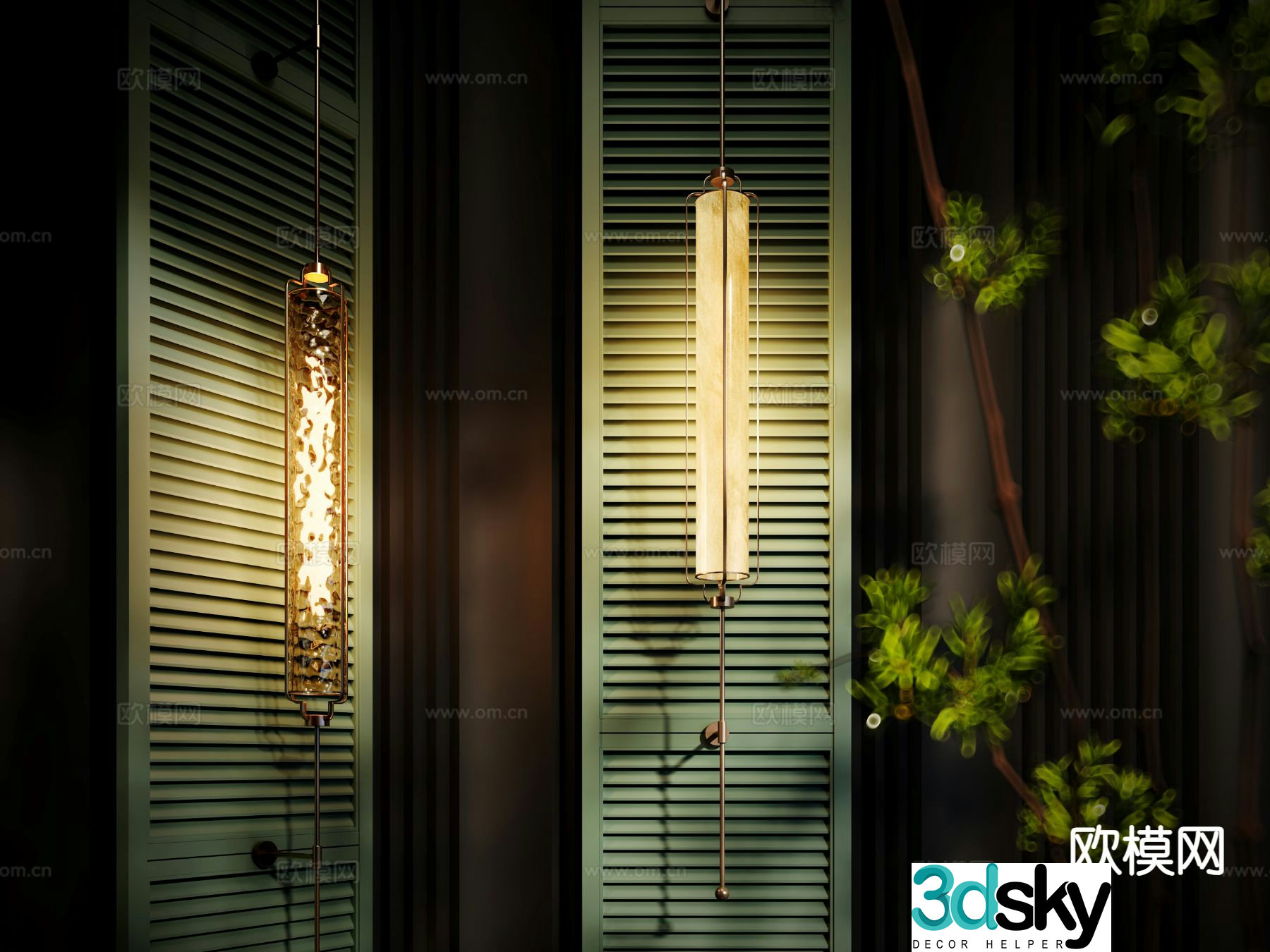 New Chinese style wall lamp water ripple glass lamp 3d model