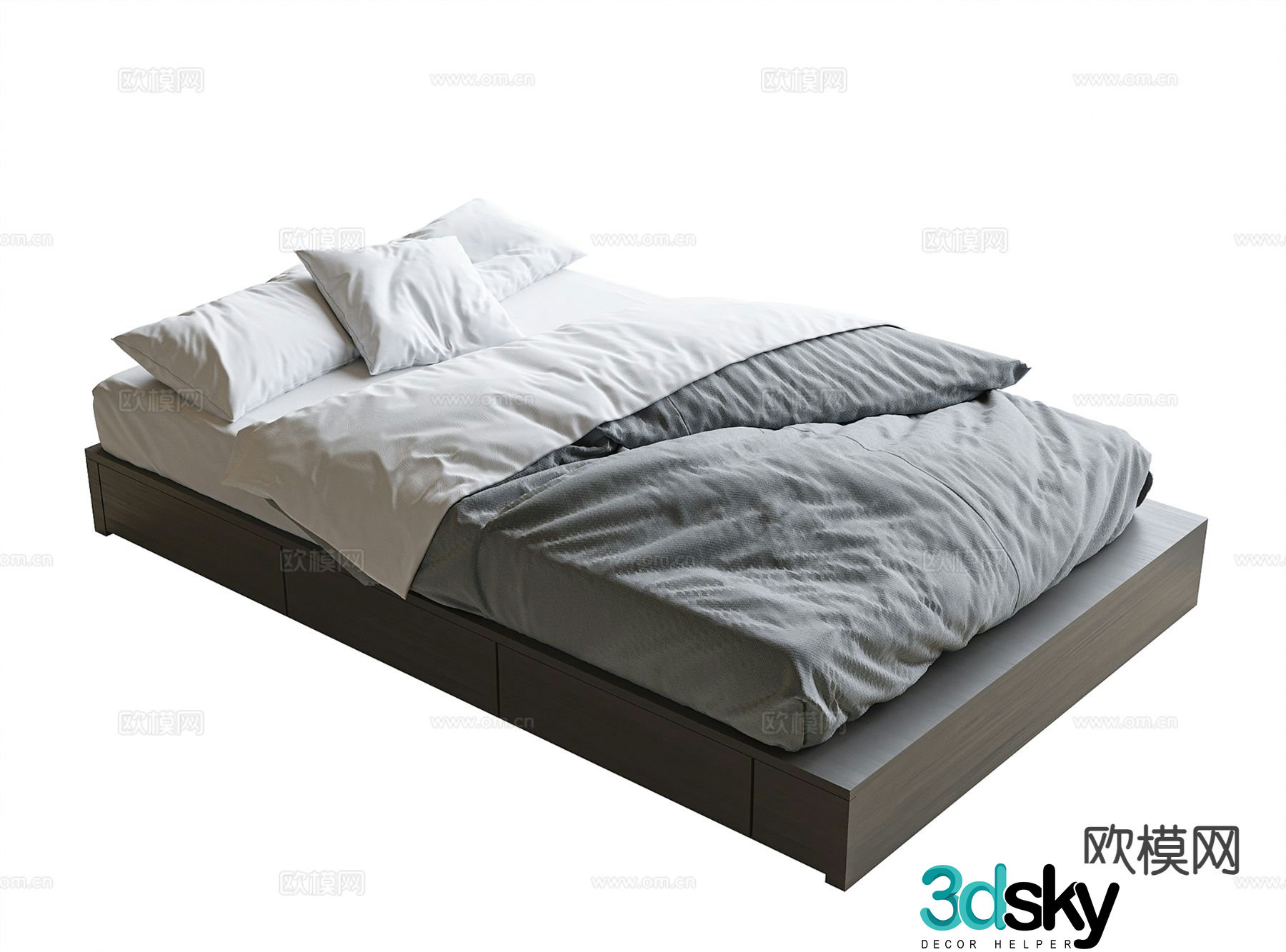Modern single bed 3d model