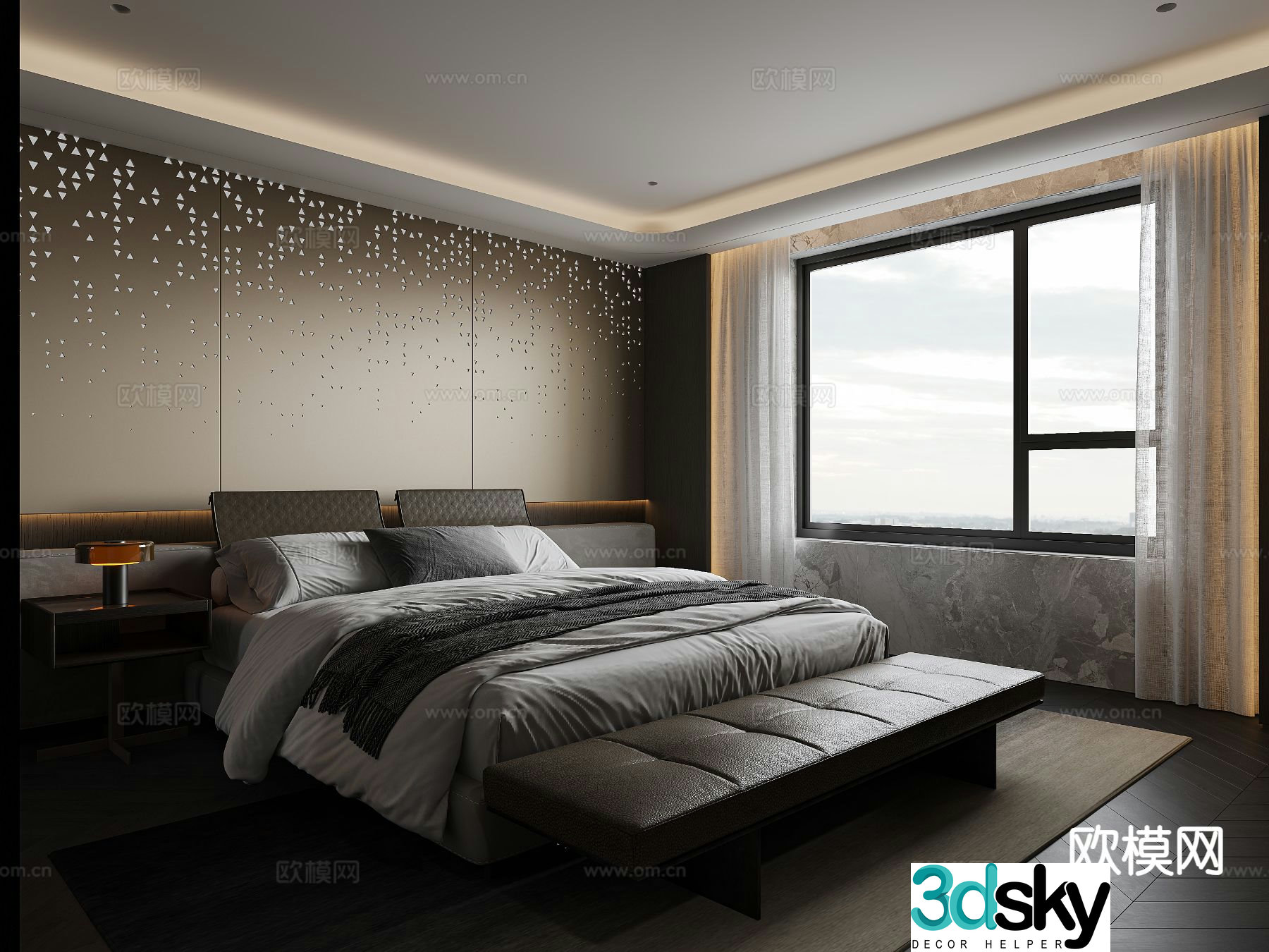 Italian double bed 3d model