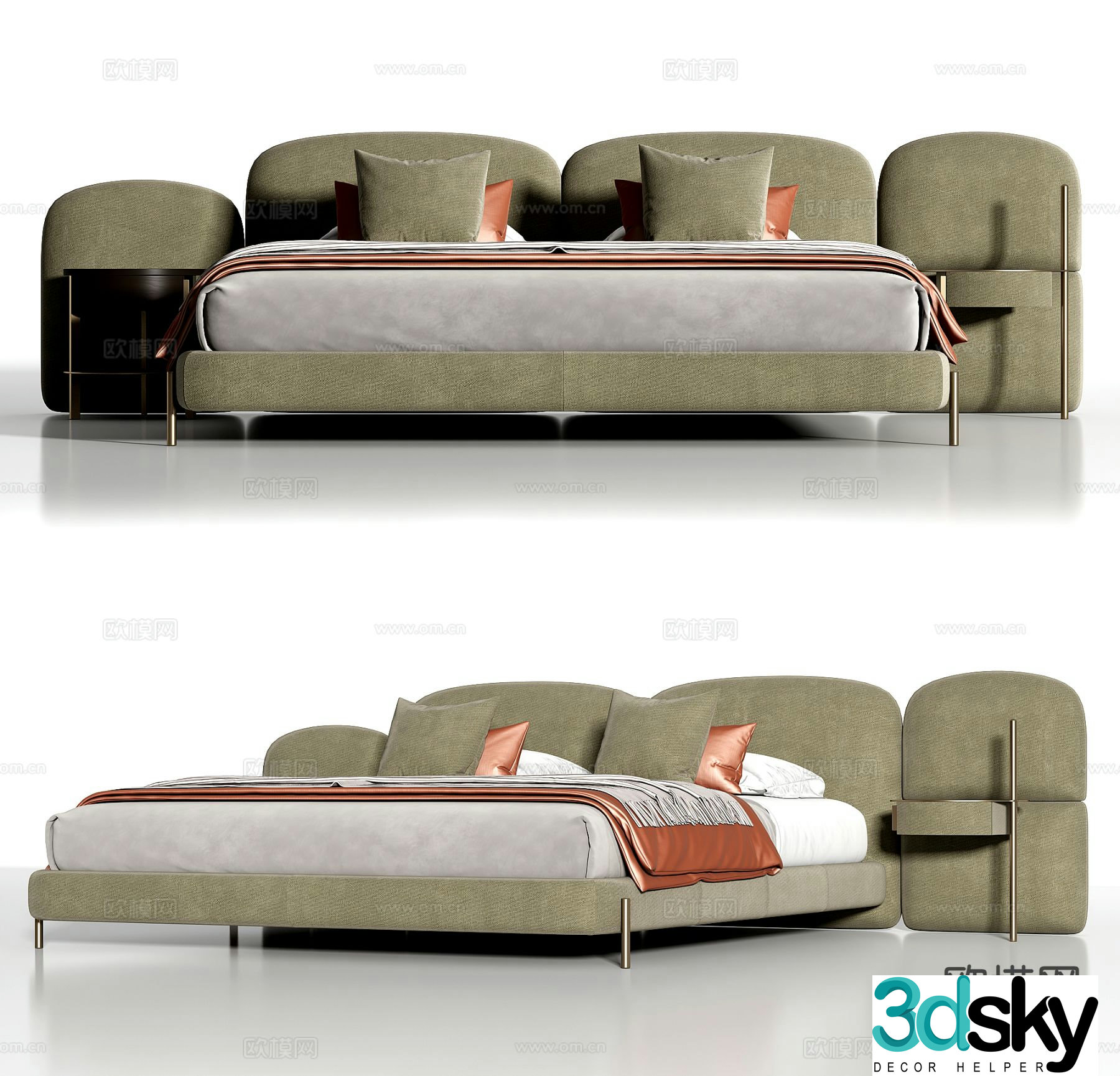 Modern double bed 3d model