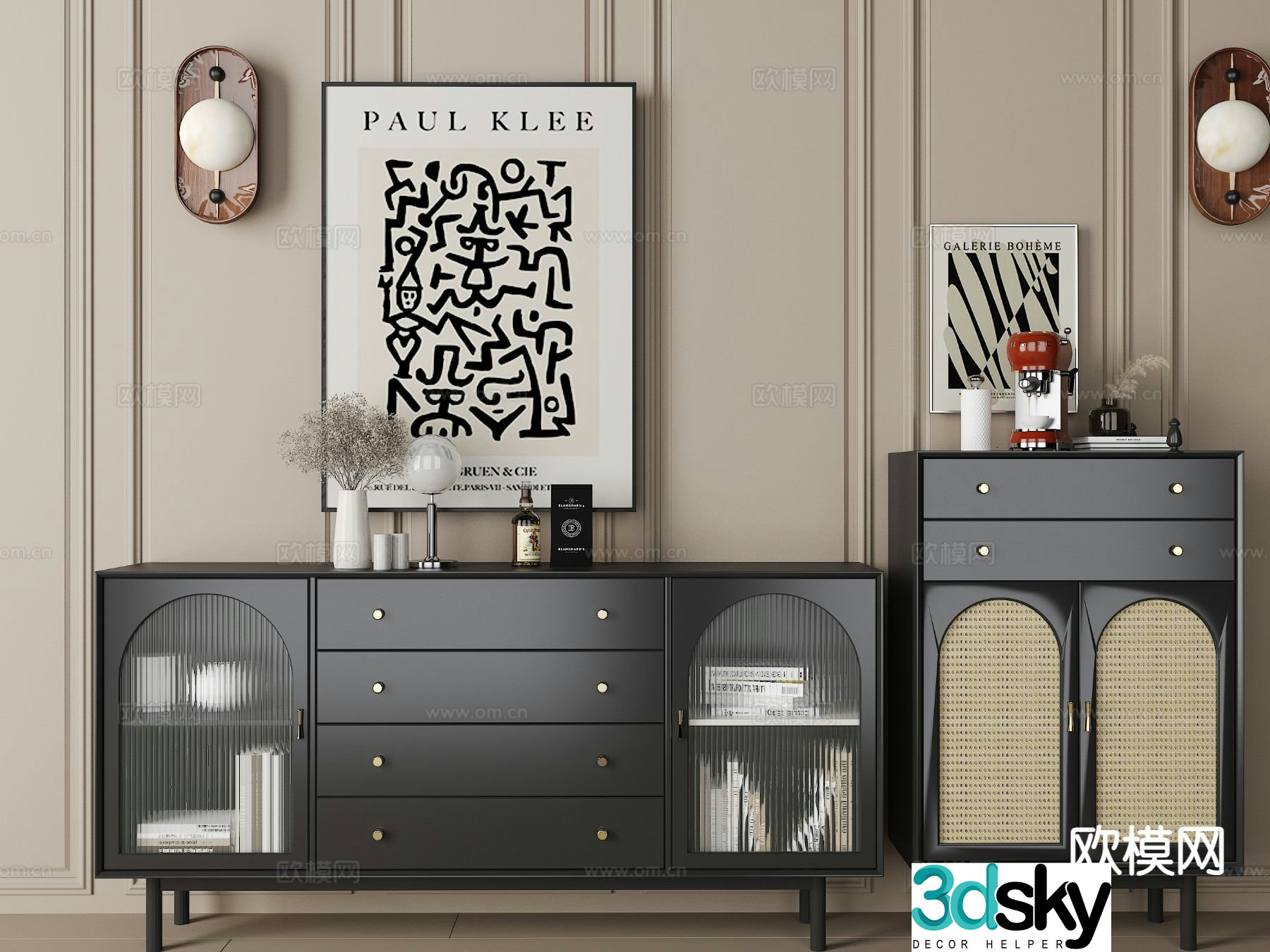 Middle-aged sideboard sideboard 3D model