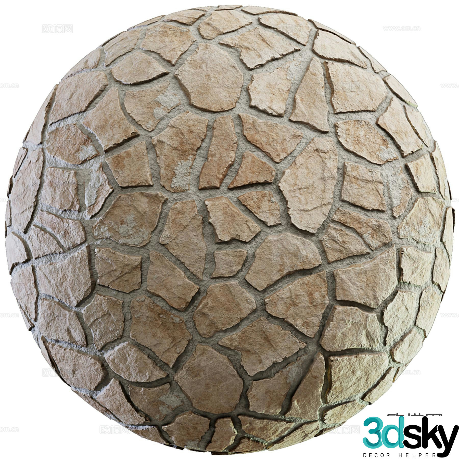 Stone wall rock wall tiles wall 3d model