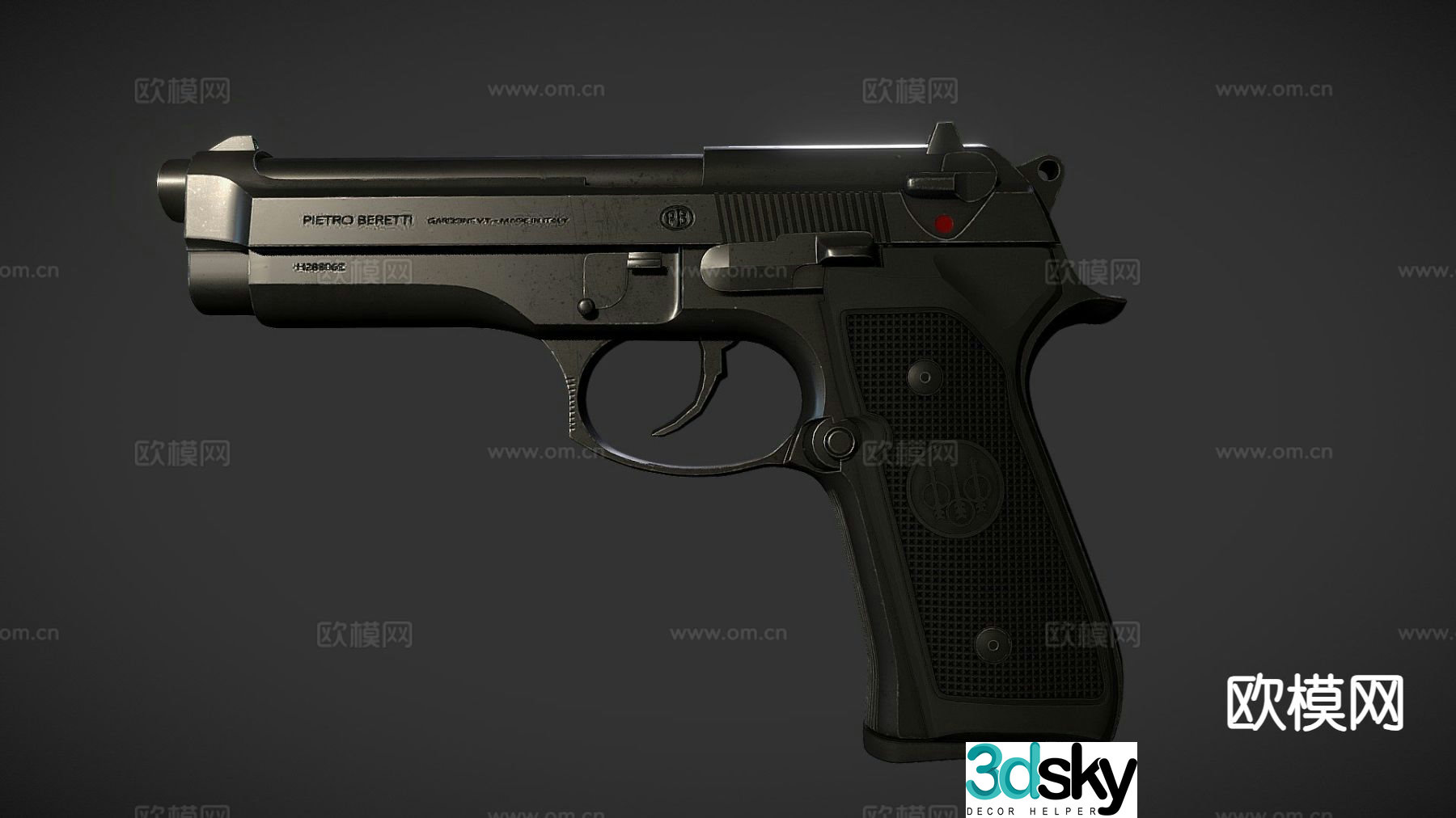Beretta M9 pistol gun 3d model