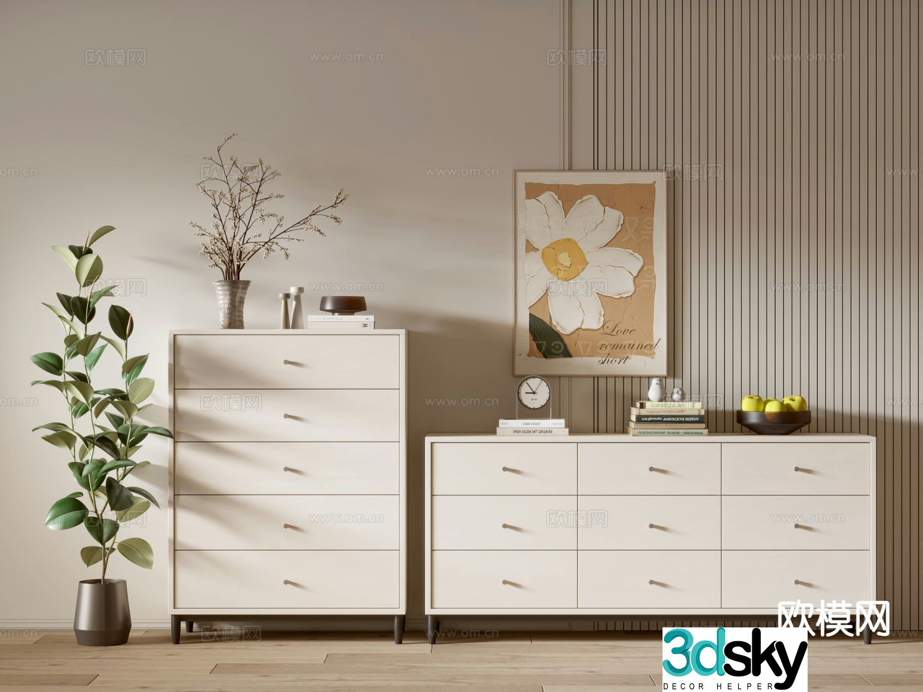 Modern chest of drawers side cabinet 3d model