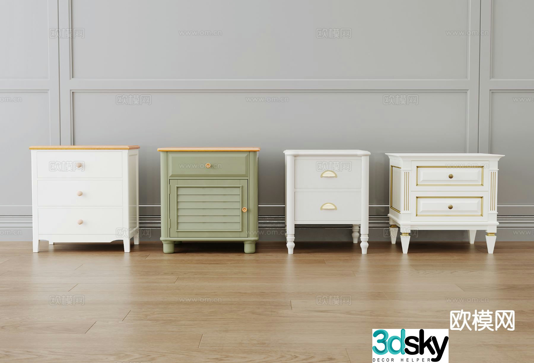 Simple European bedside table 3d model