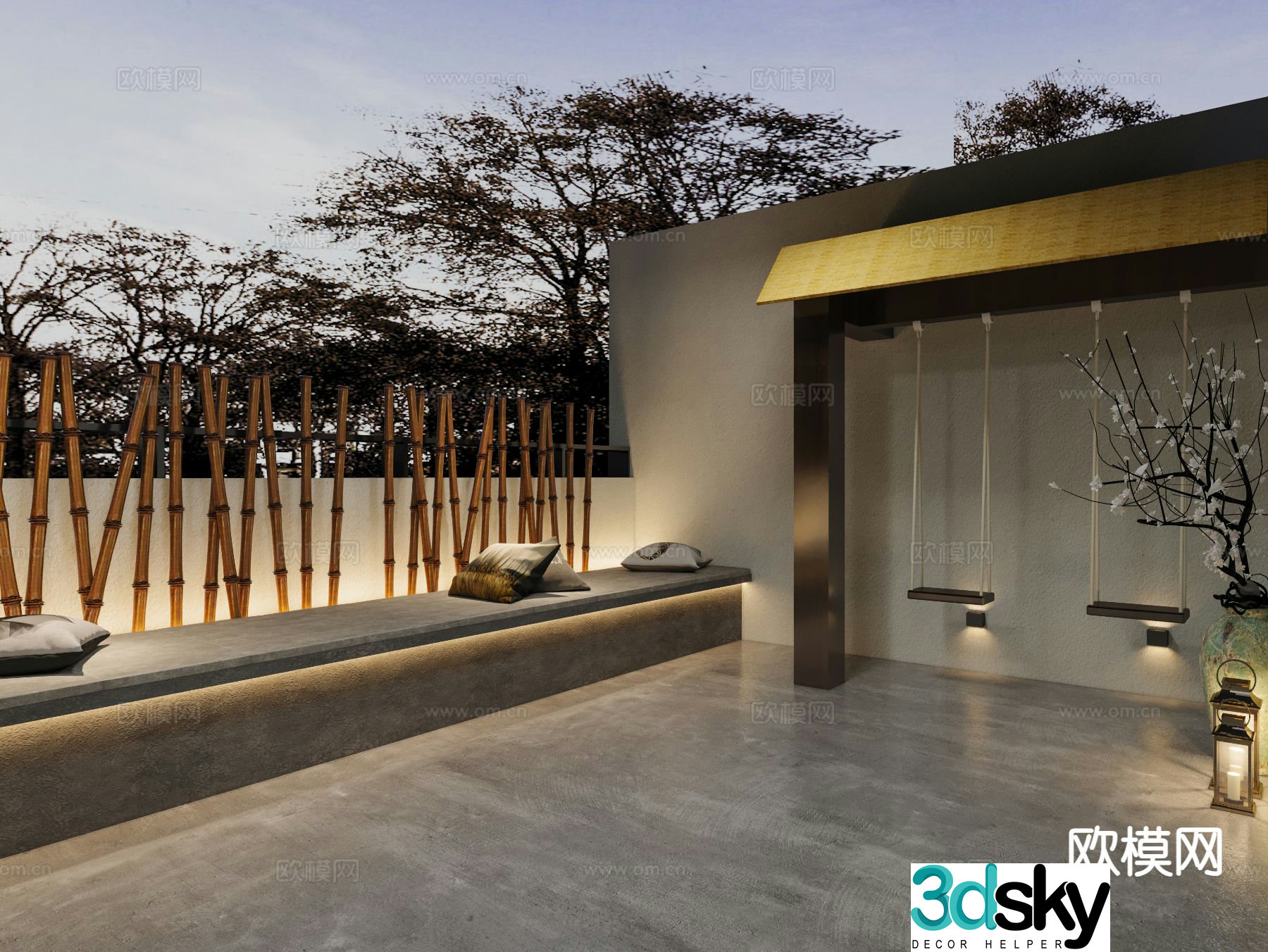 Courtyard landscape terrace 3d model