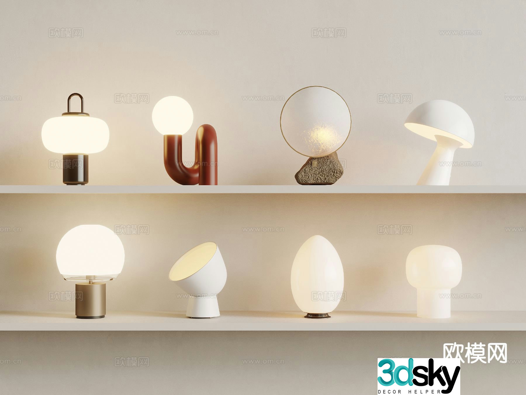Cream style desk lamp simple desk lamp 3d model