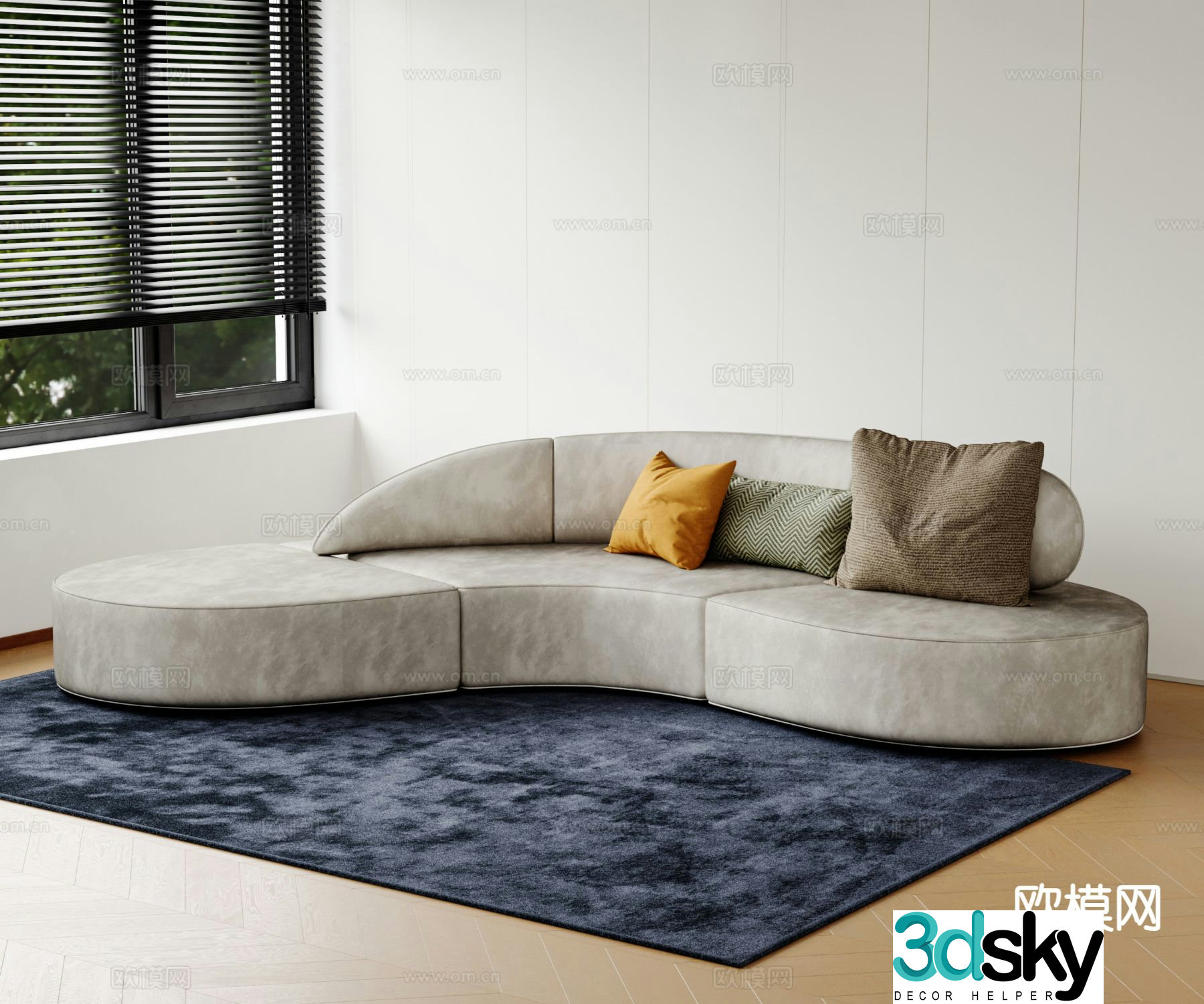 Nordic curved sofa 3d model