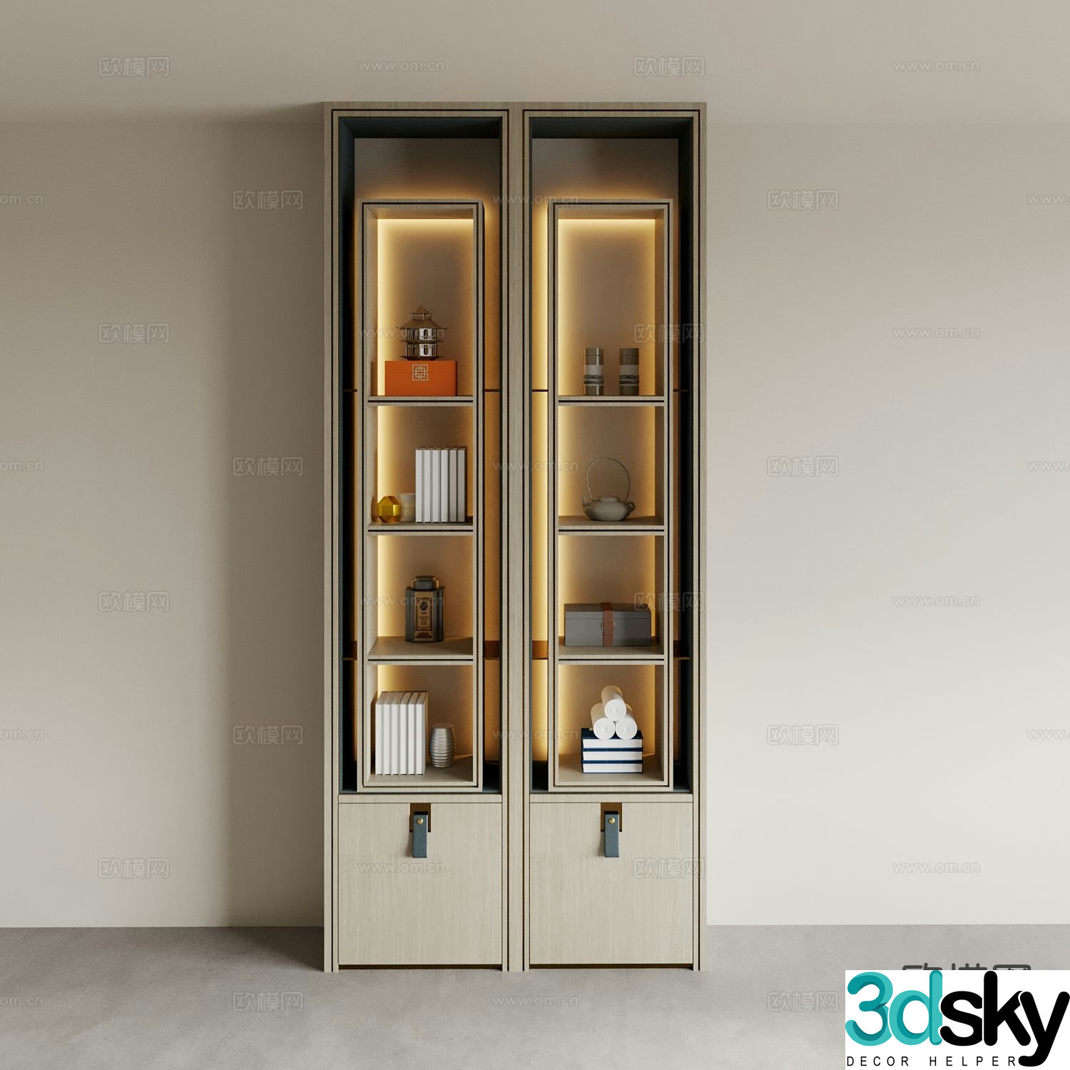 New Chinese style high cabinet decorative cabinet 3D model