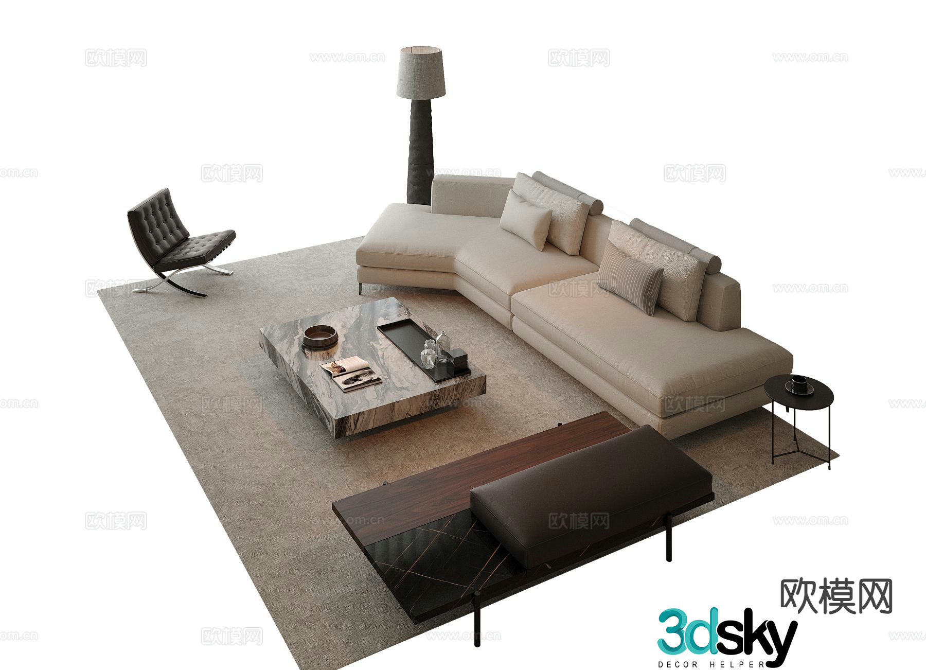 Italian sectional sofa 3d model