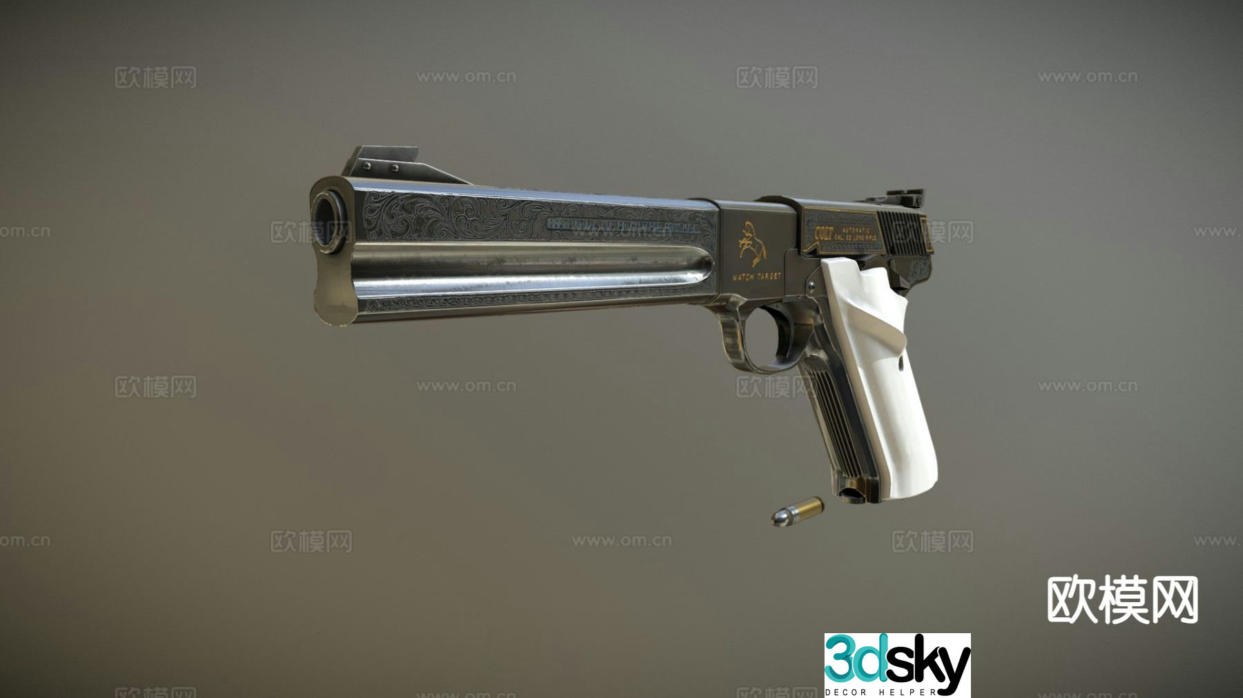 military pistol gun 3d model