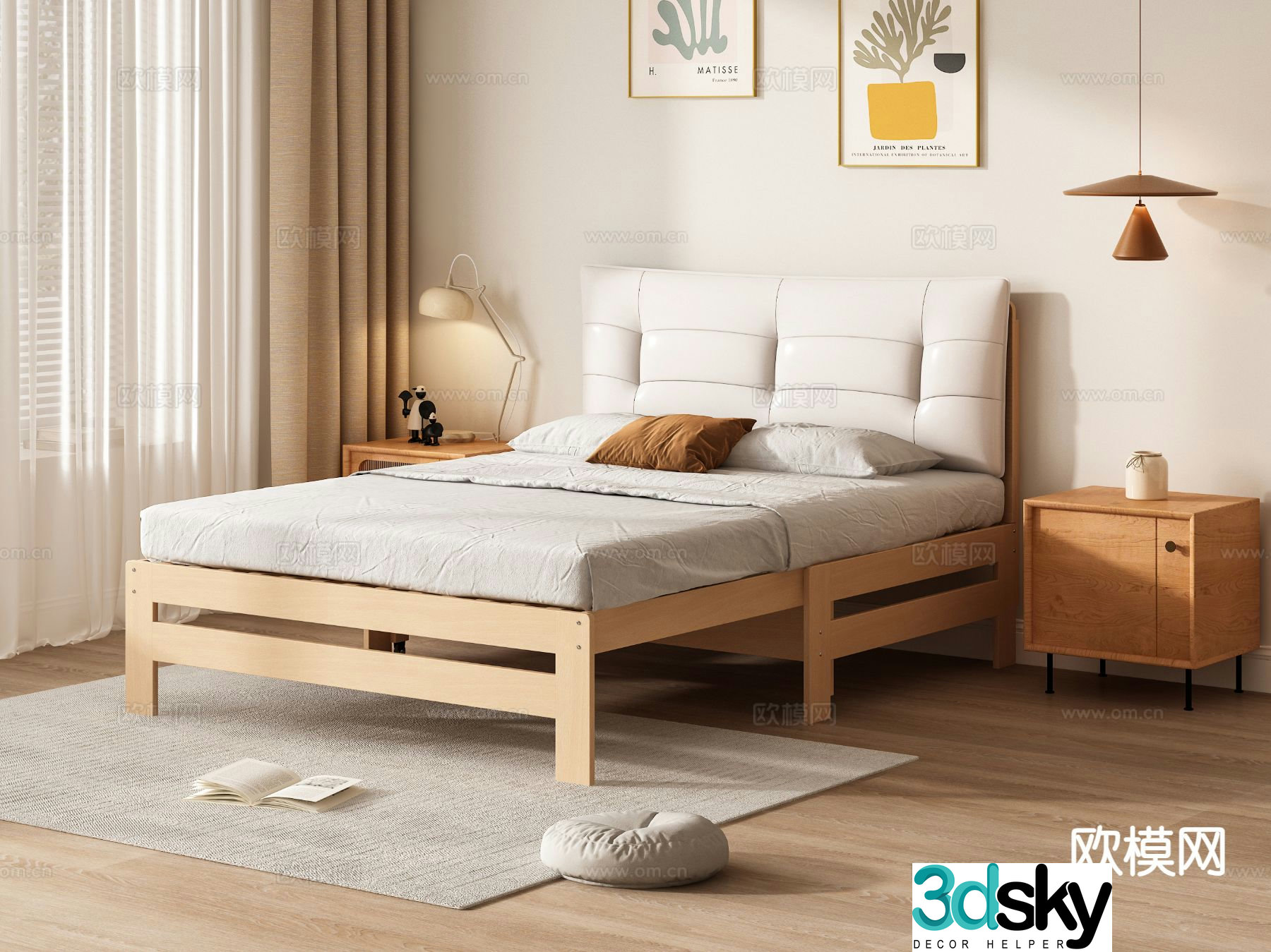Nordic double bed 3d model