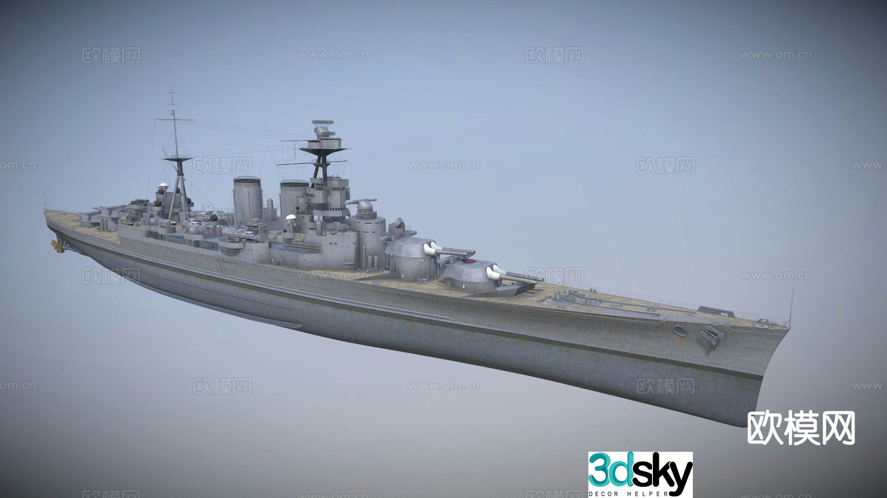 destroyer warship cruiser 3d model