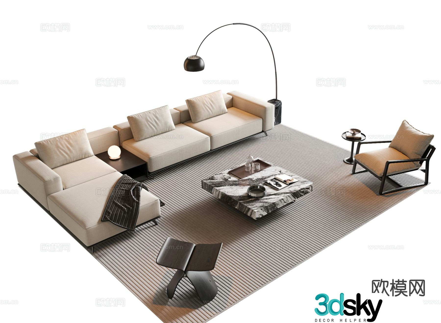 Modern modular sofa corner sofa 3d model