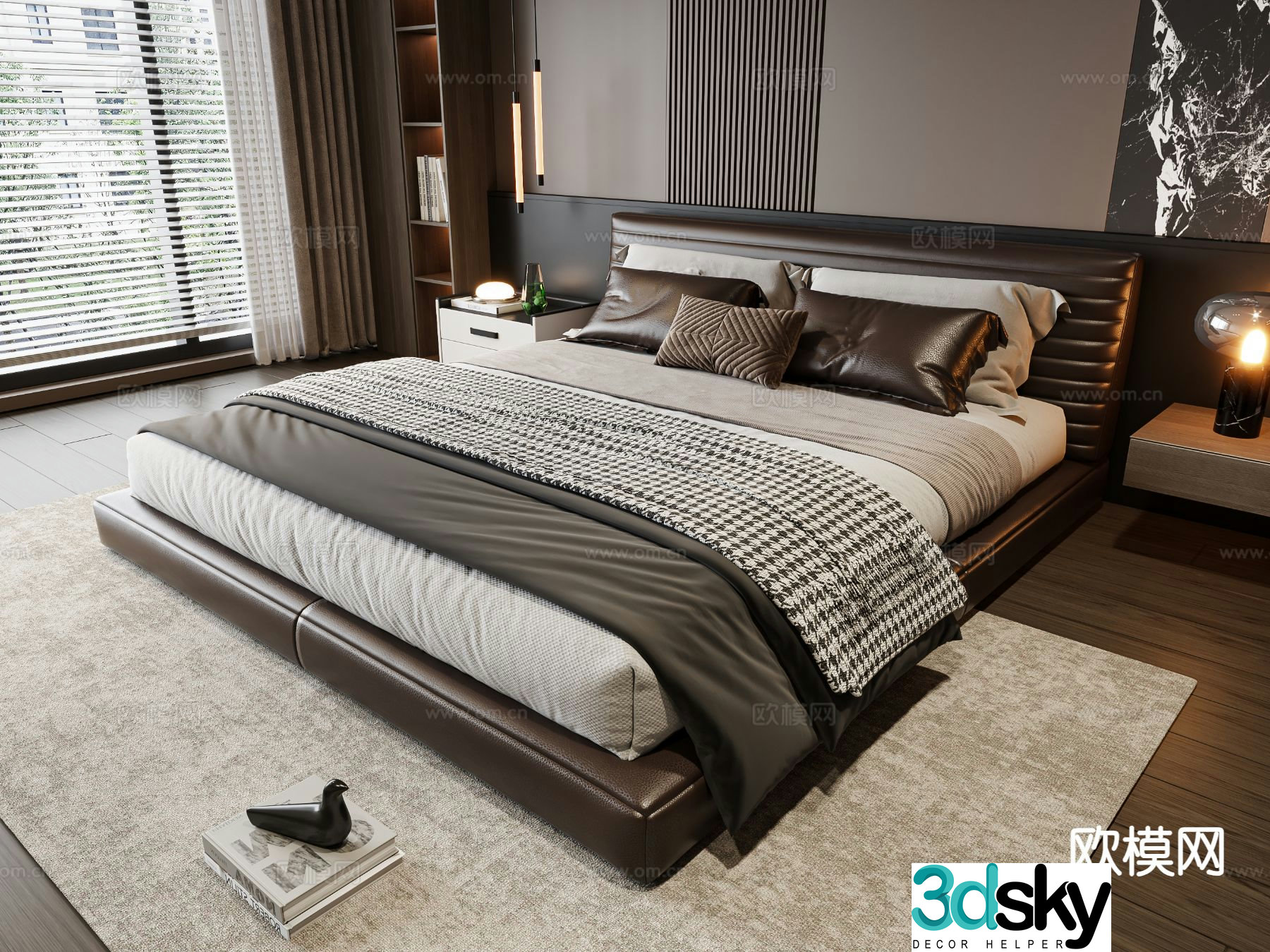 Modern double bed 3d model