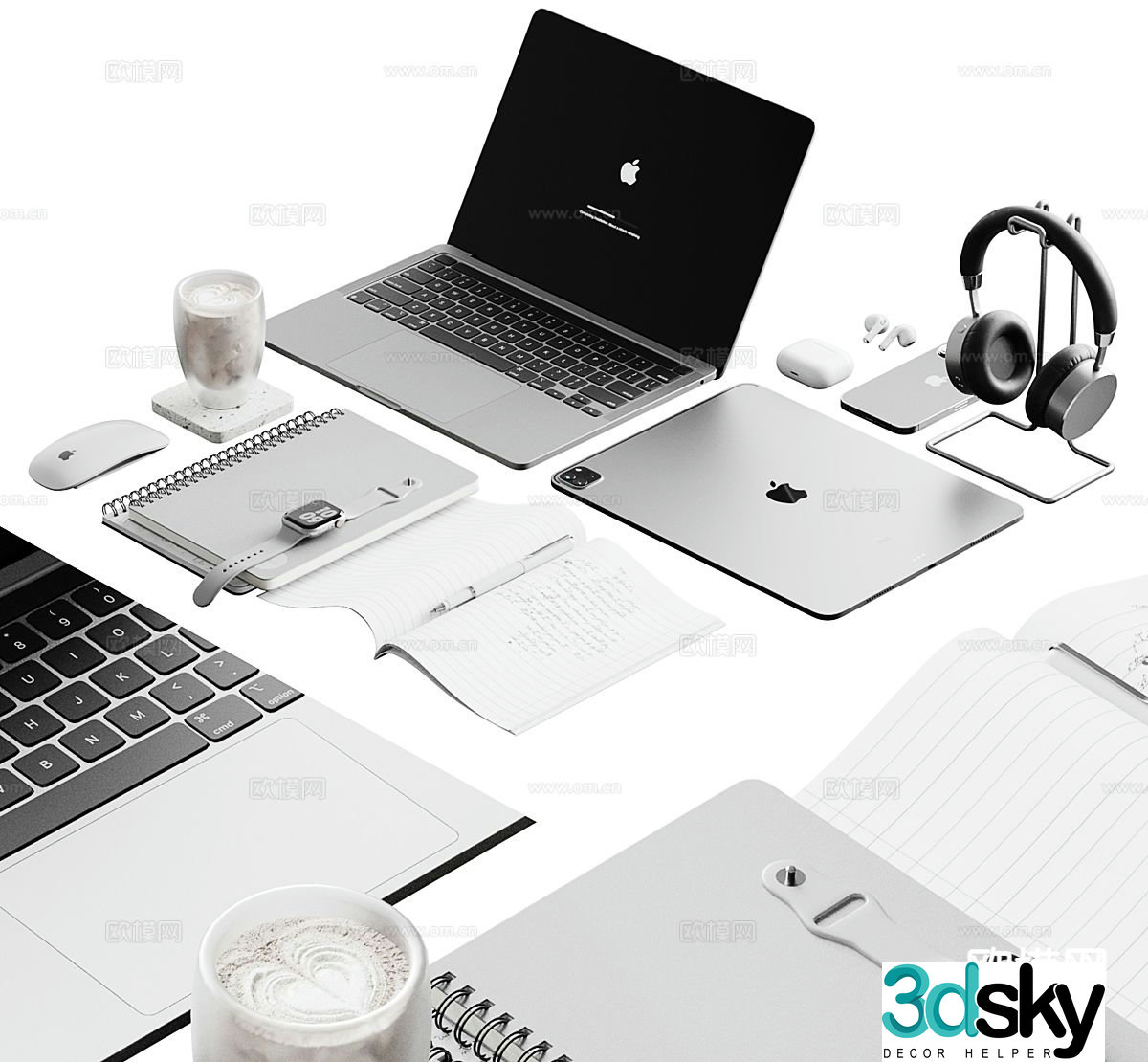 Modern office supplies notebook 3d model