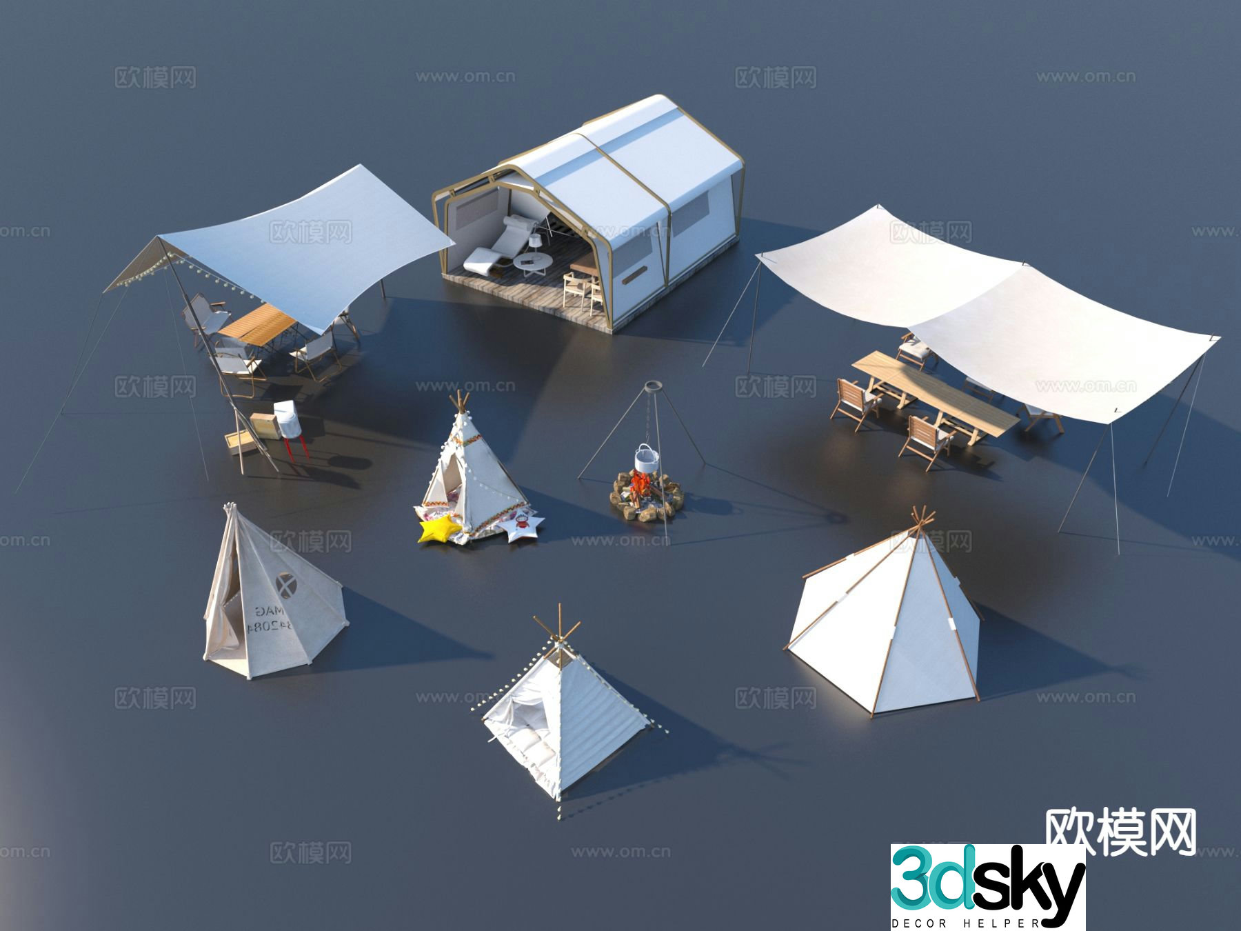 Modern outdoor tent 3d model