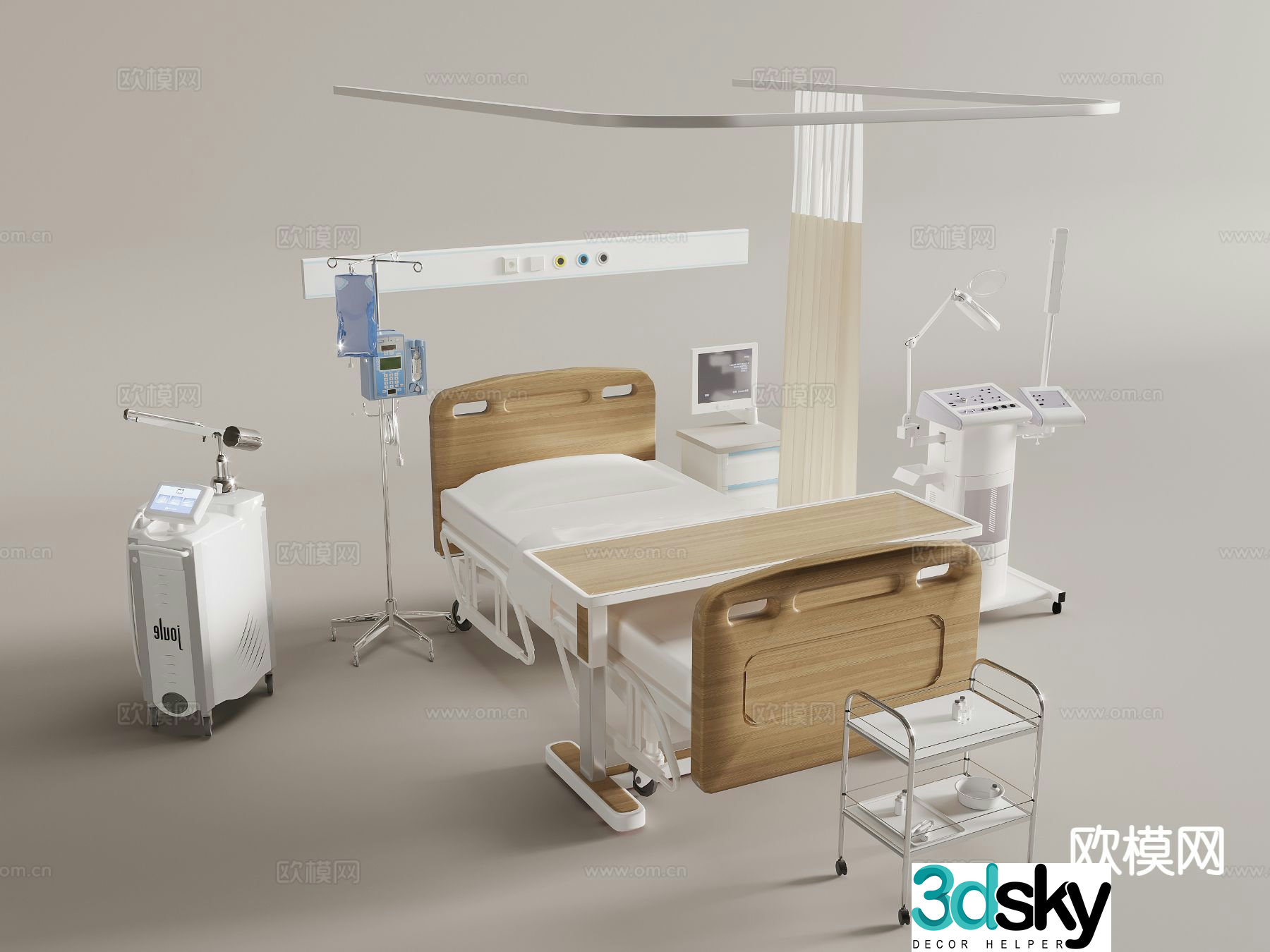 hospital bed injection medical equipment 3d model