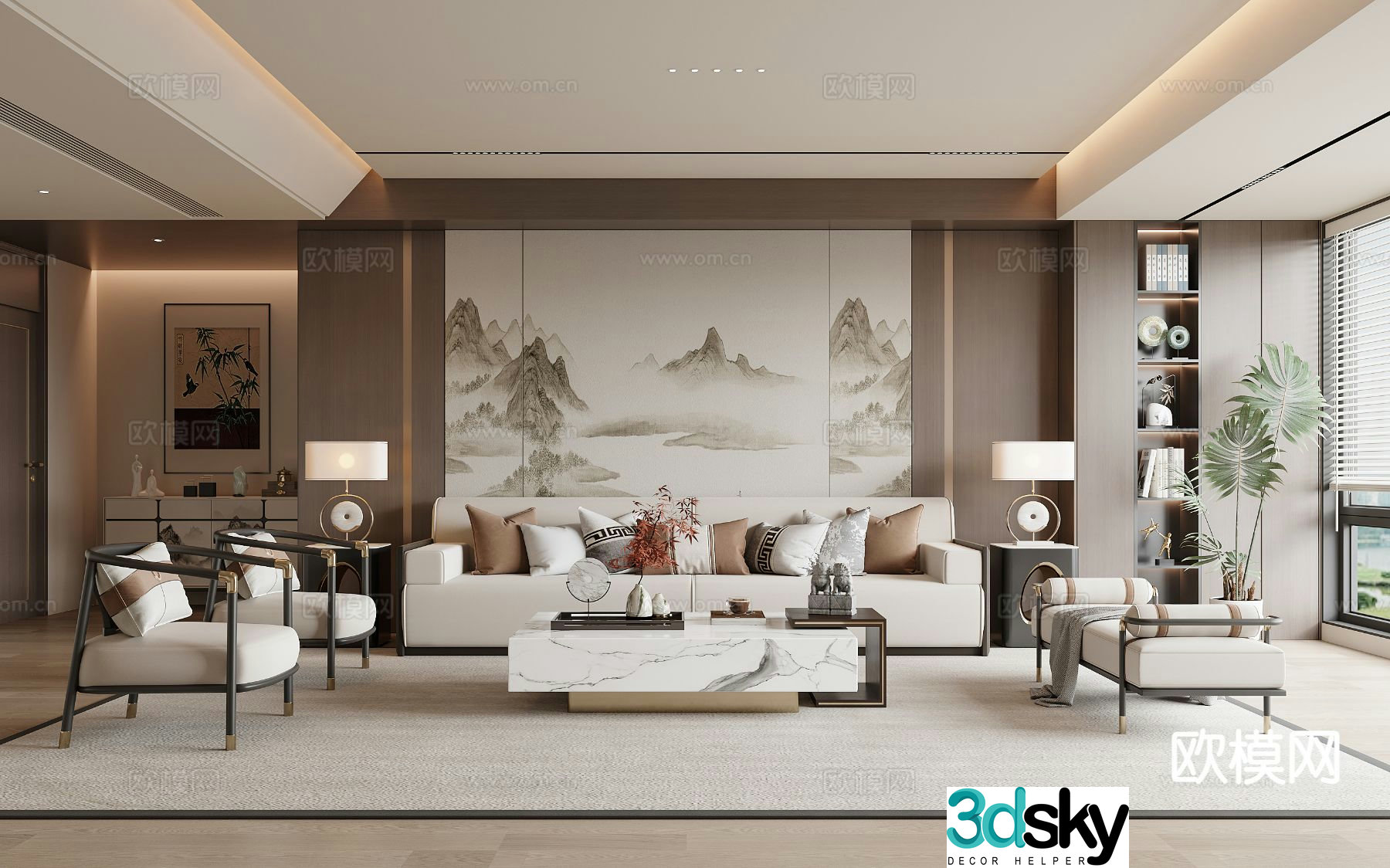 New Chinese living room Song’s aesthetic 3D model