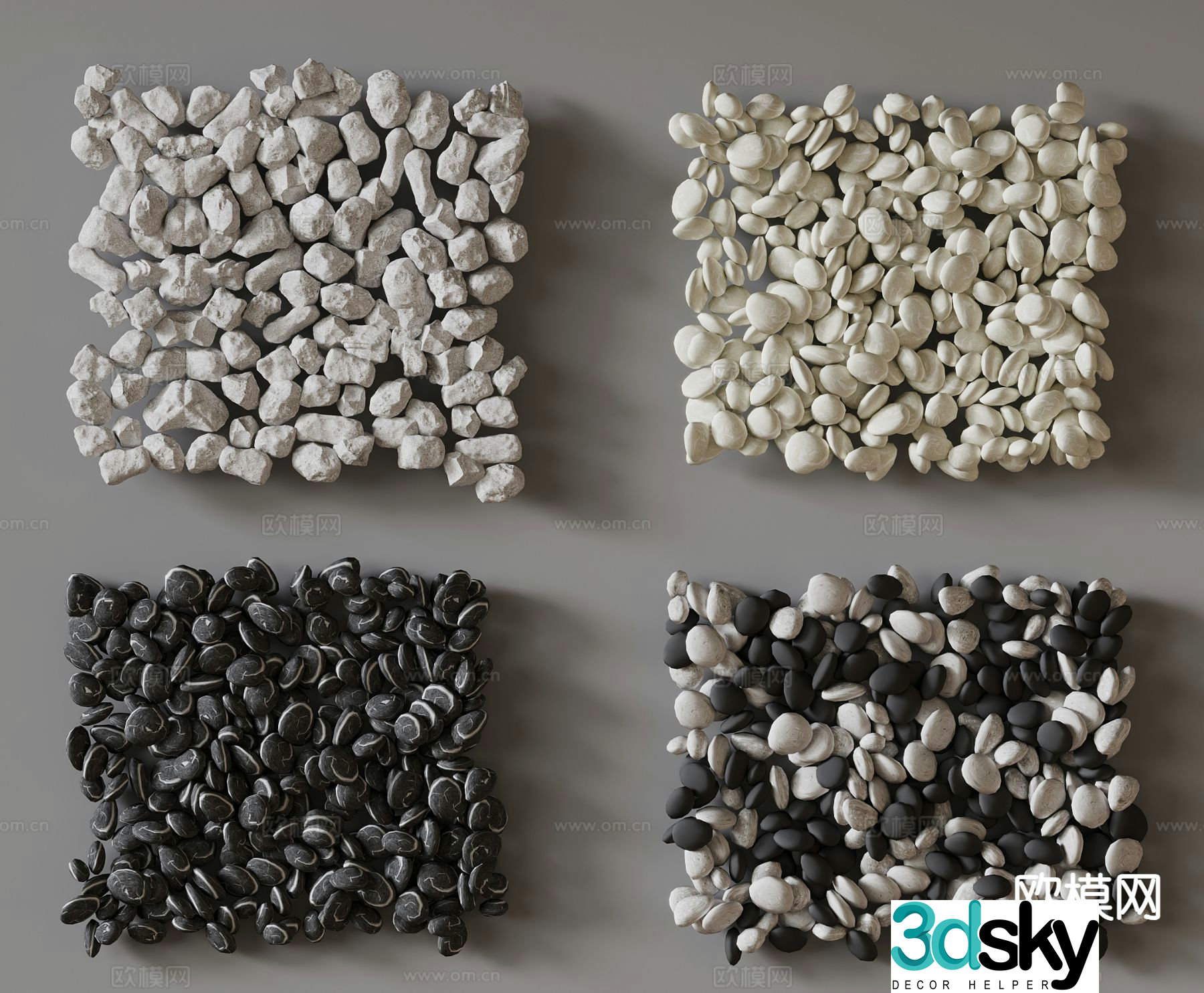 cobblestone stone ground 3d model