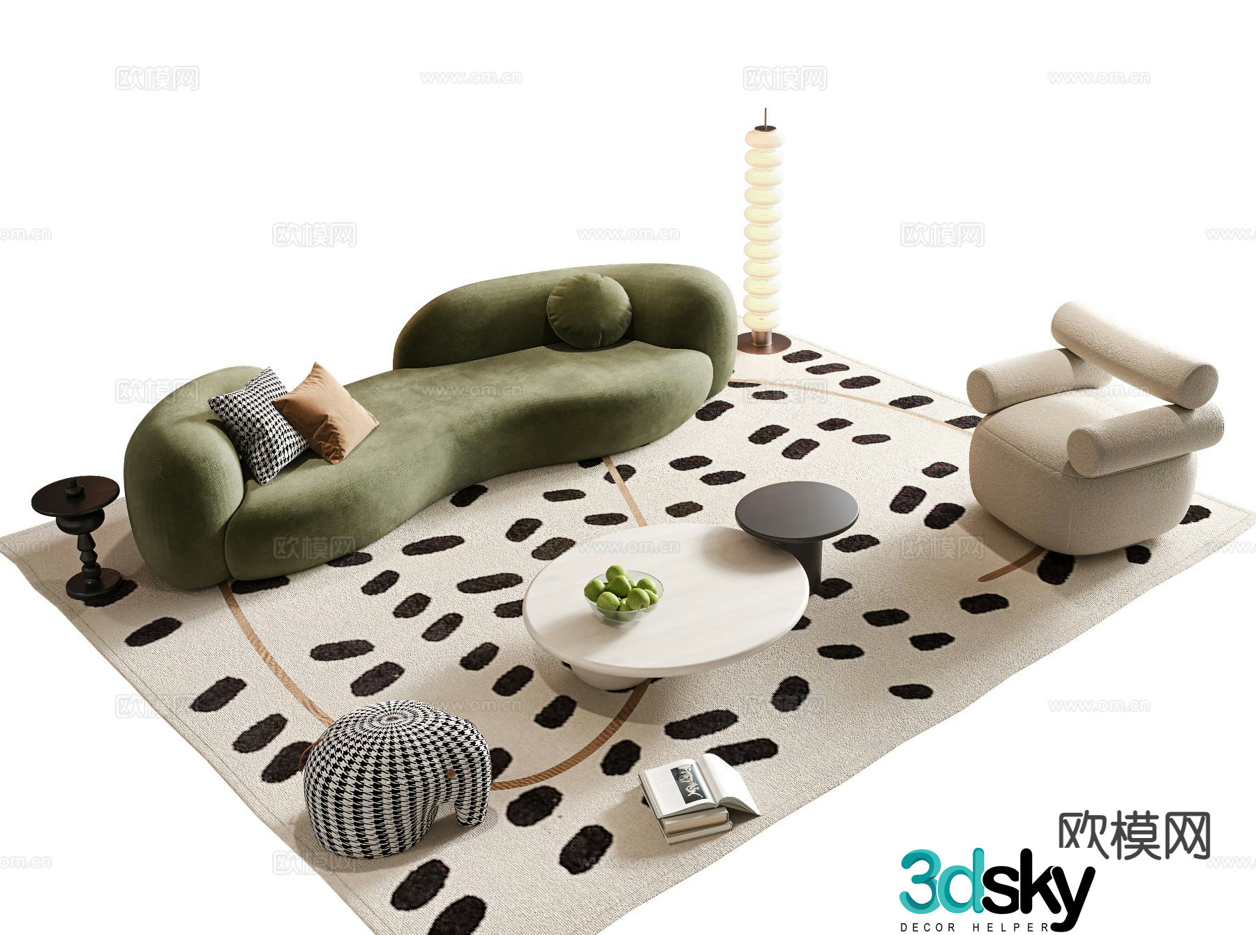 Cream style sofa modular sofa 3d model