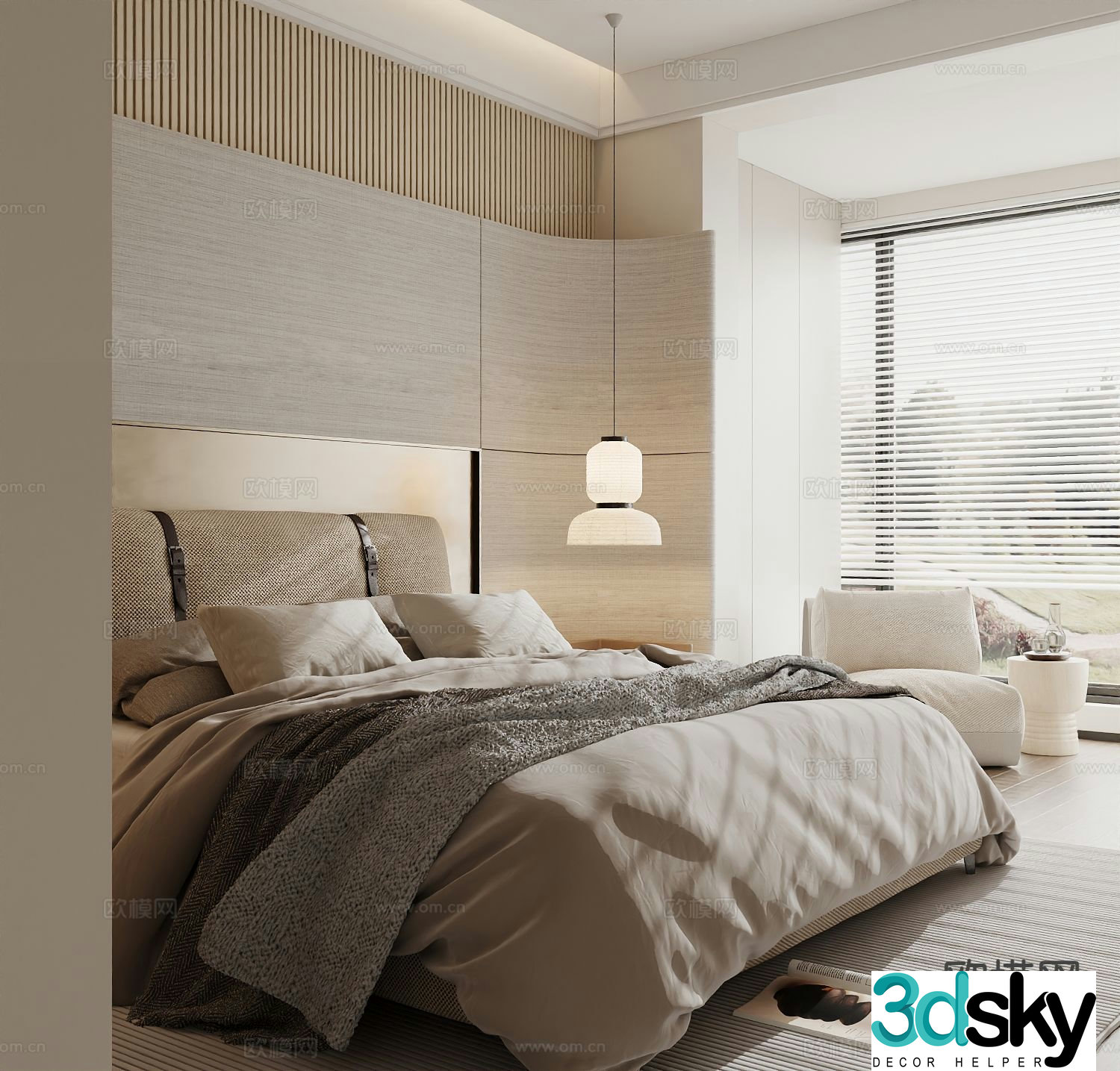 Modern double bed 3d model