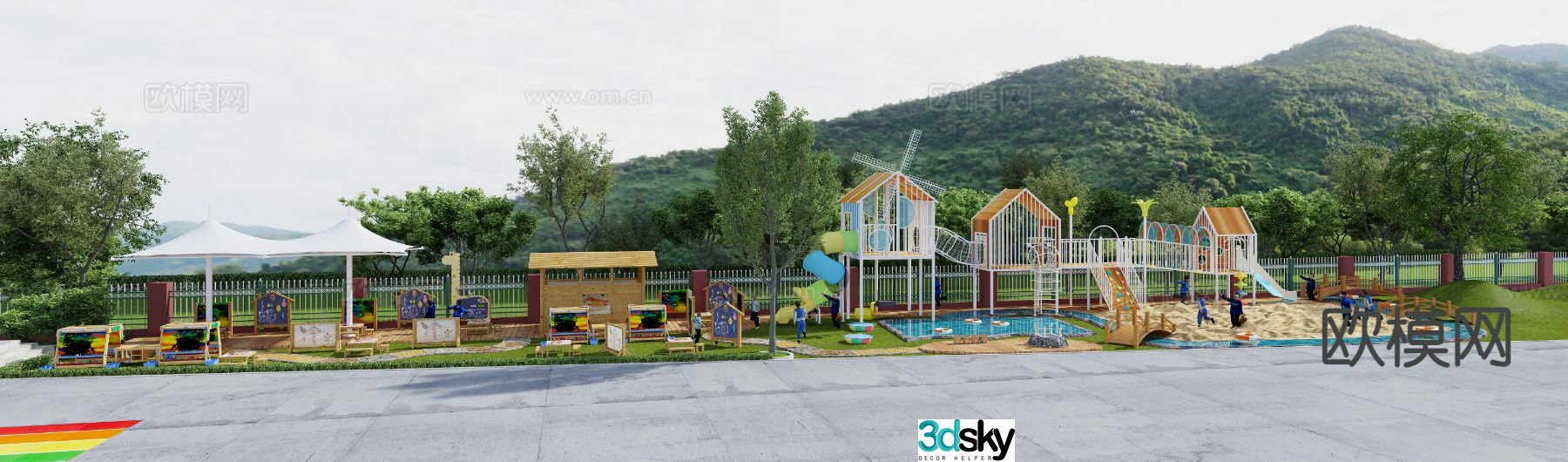 Modern children's playground amusement equipment 3d model