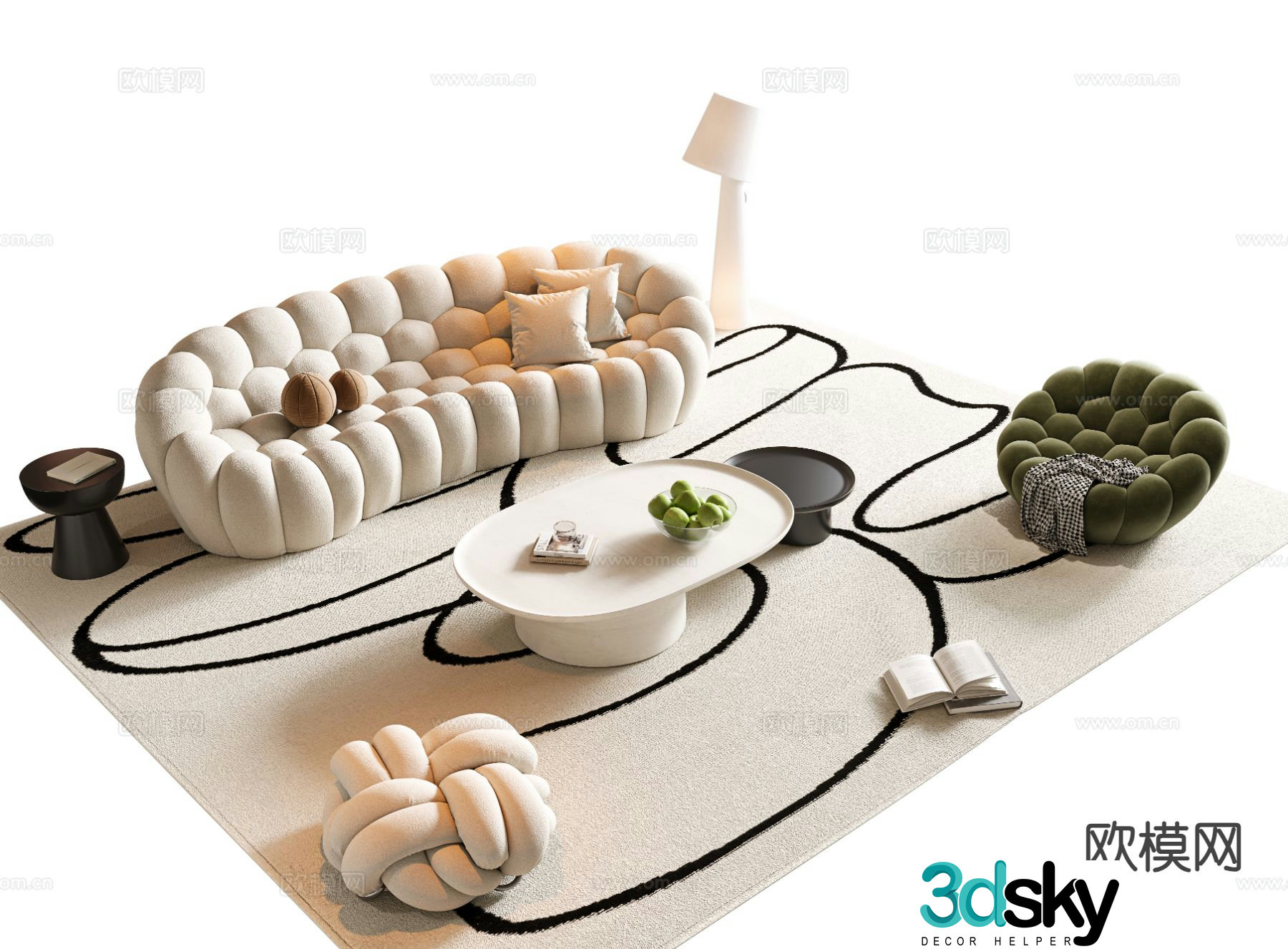 Cream style modular sofa 3d model